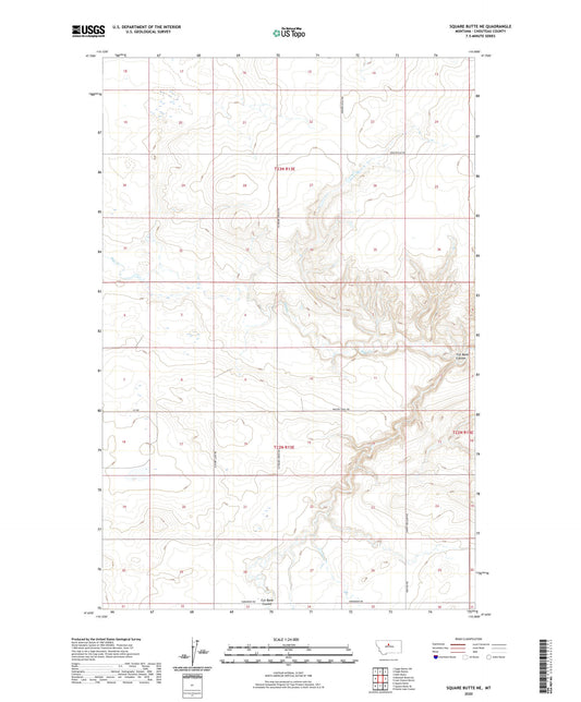 Square Butte NE Montana US Topo Map Image