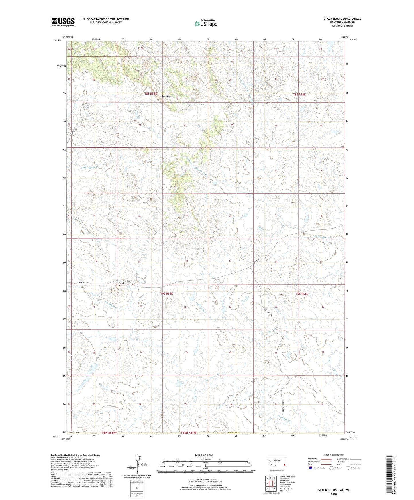 Stack Rocks Montana US Topo Map Image