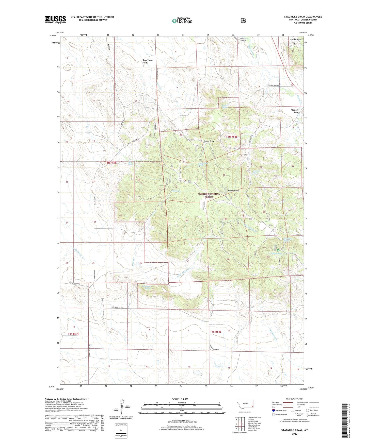 Stagville Draw Montana US Topo Map Image