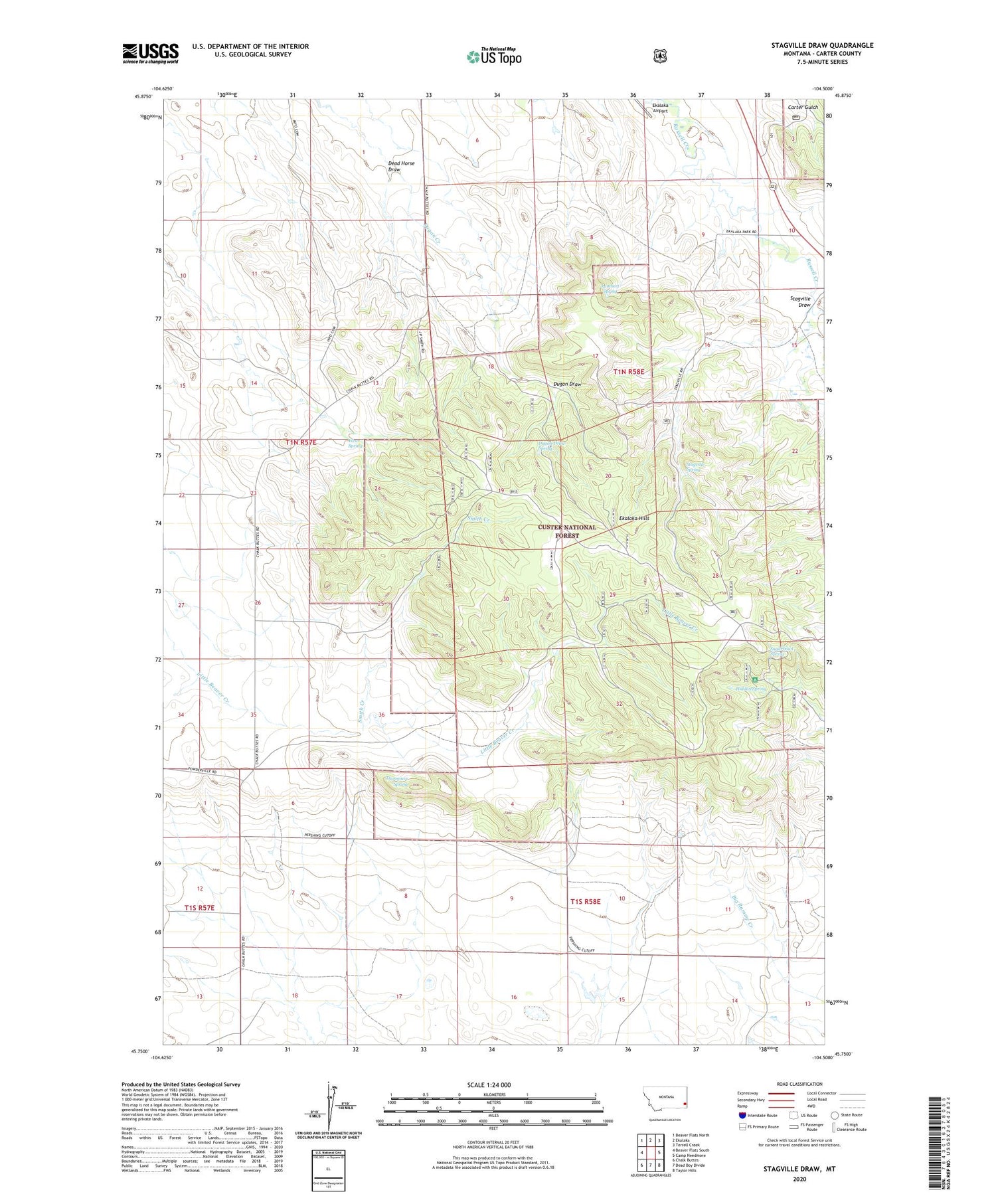 Stagville Draw Montana US Topo Map Image