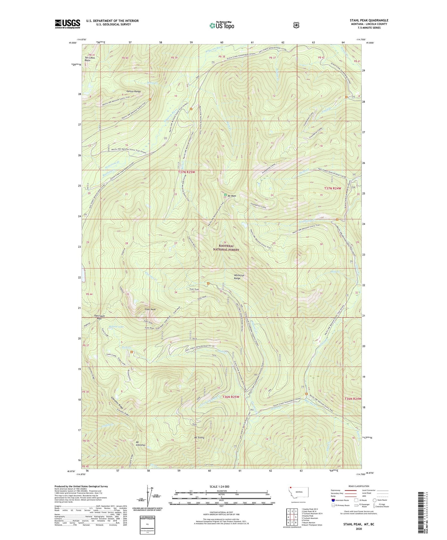 Stahl Peak Montana US Topo Map Image