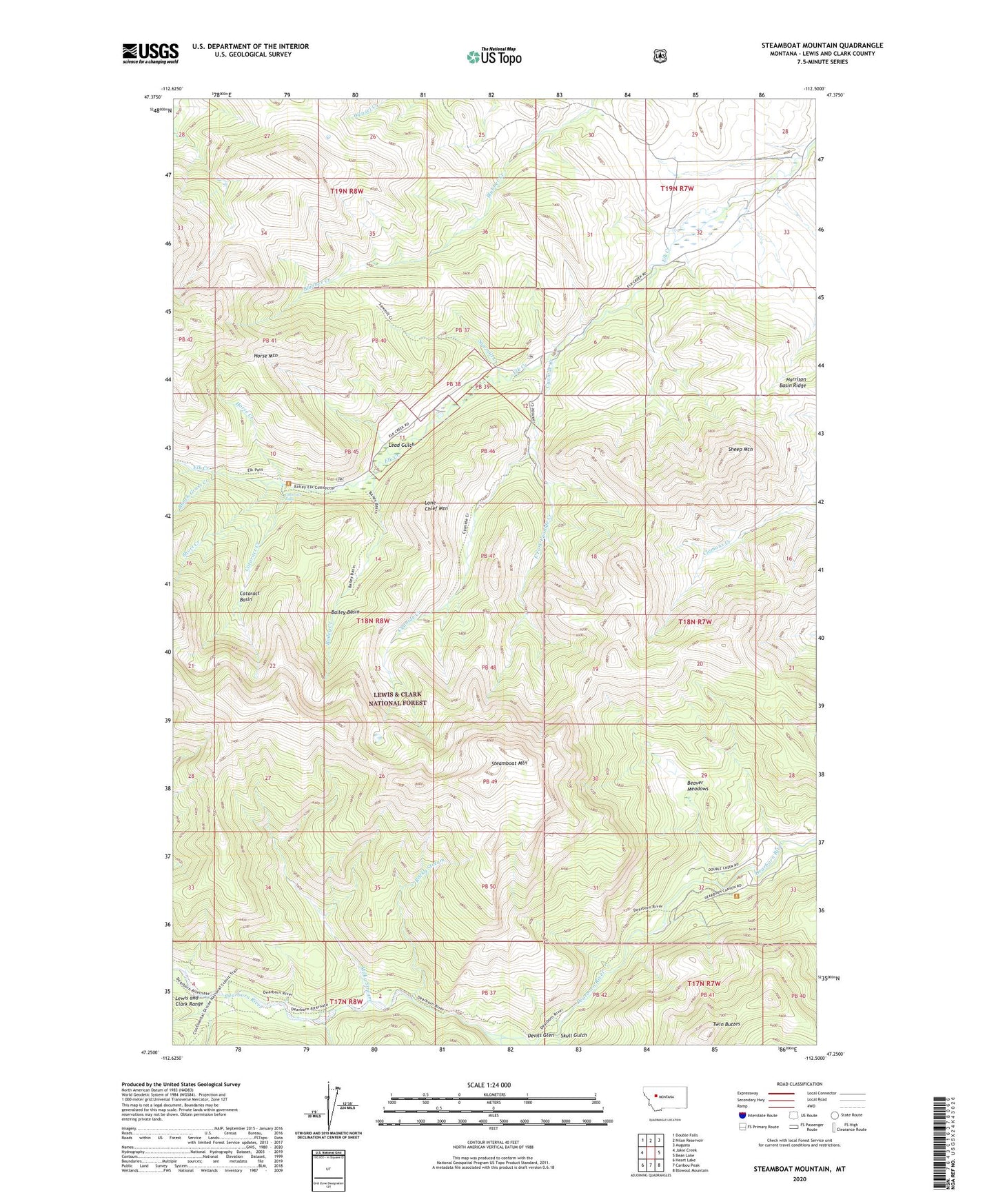 Steamboat Mountain Montana US Topo Map Image