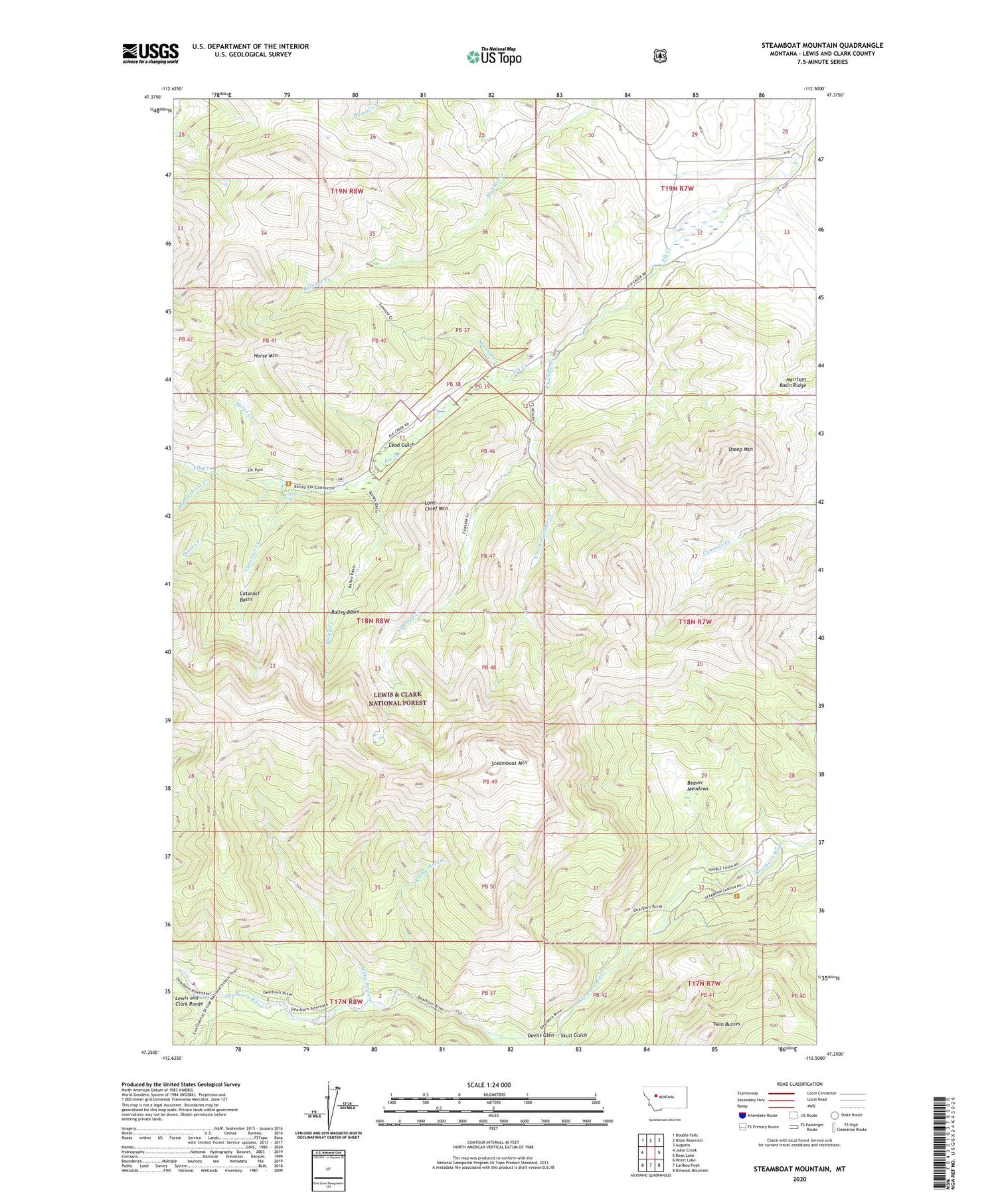 Steamboat Mountain Montana US Topo Map Image
