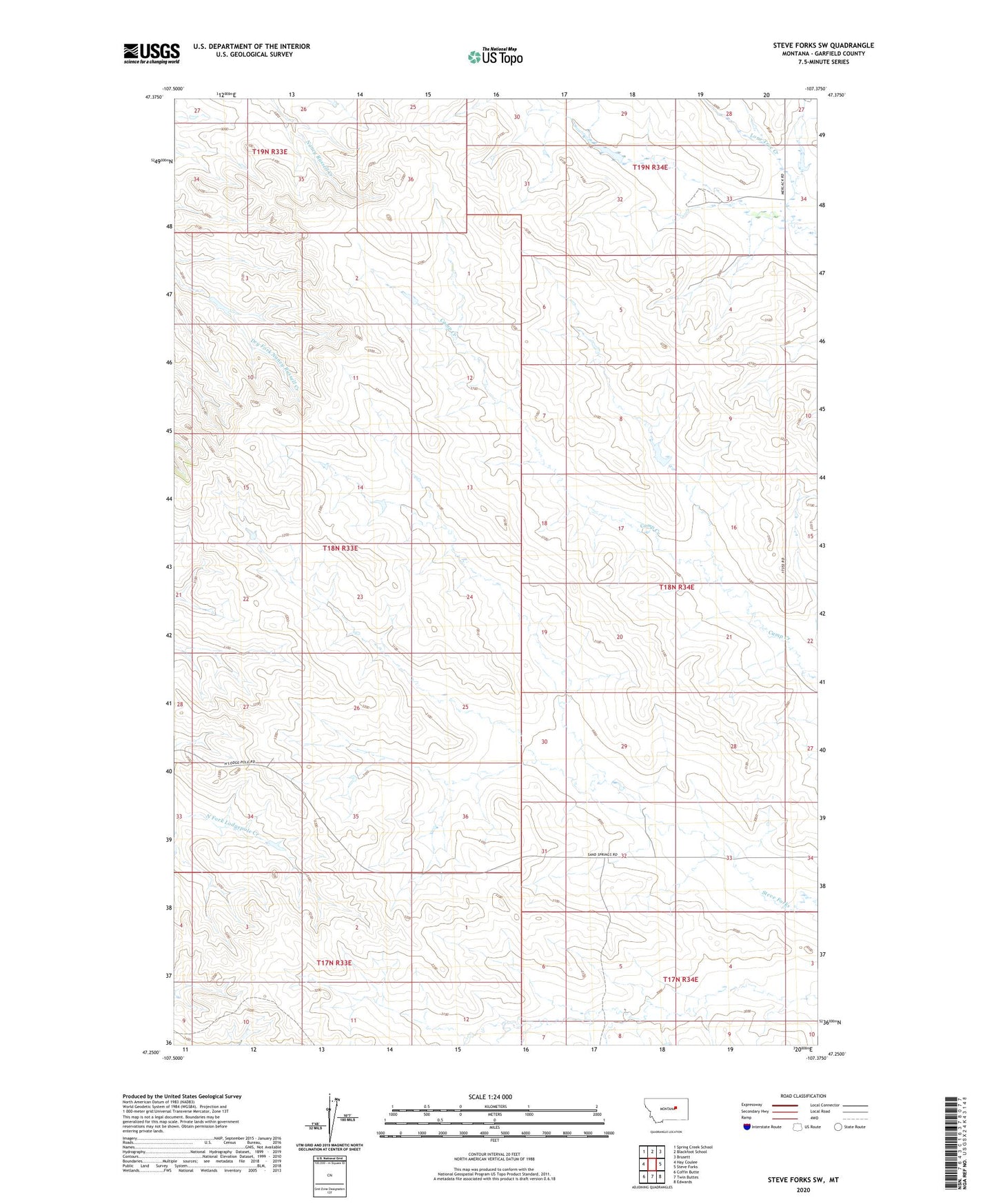 Steve Forks SW Montana US Topo Map Image