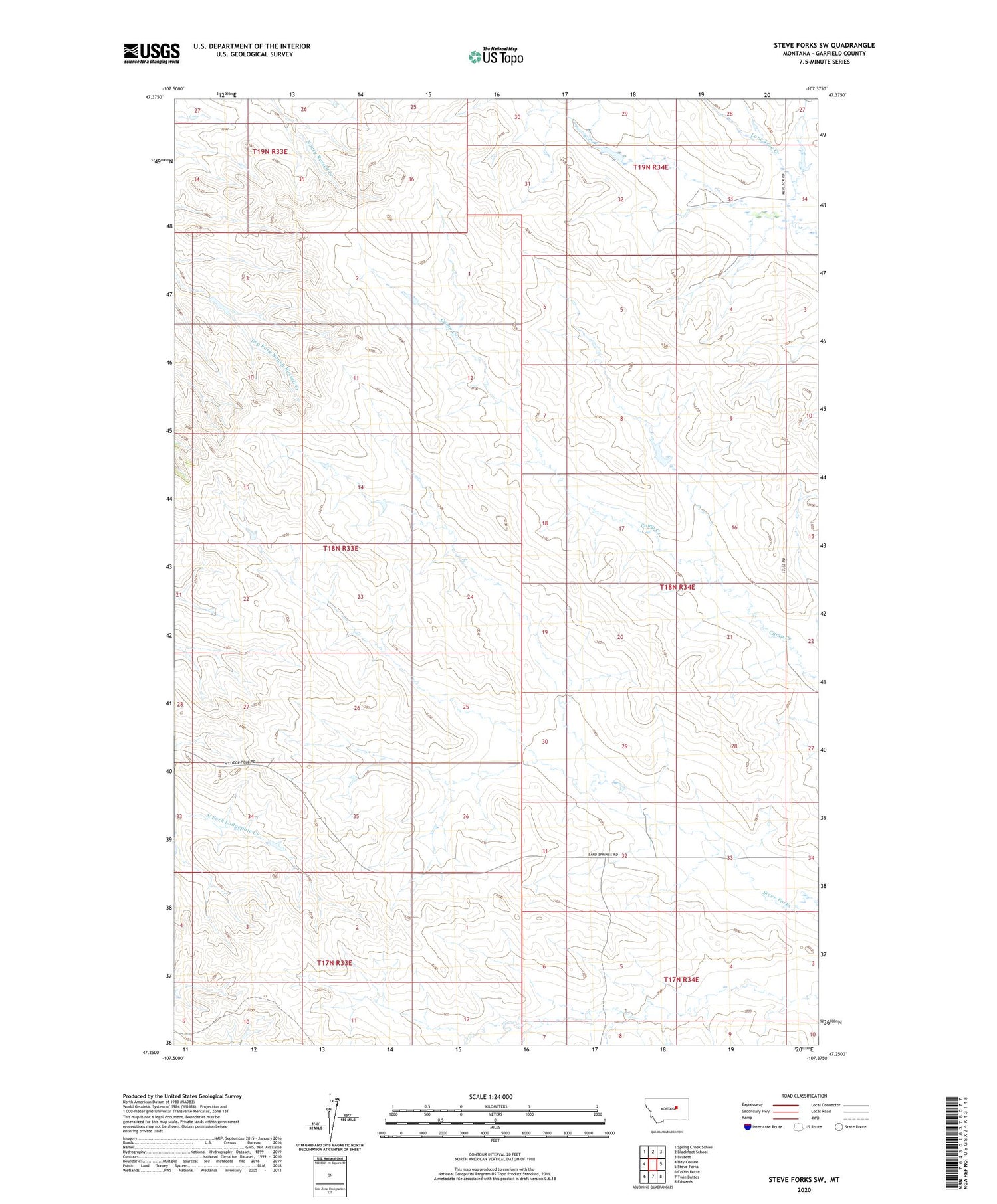Steve Forks SW Montana US Topo Map Image
