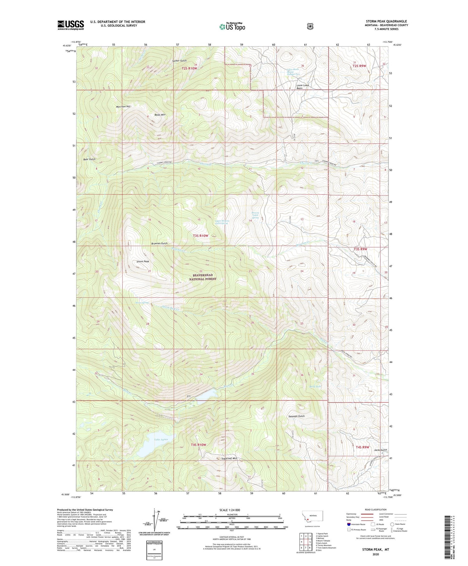Storm Peak Montana US Topo Map Image