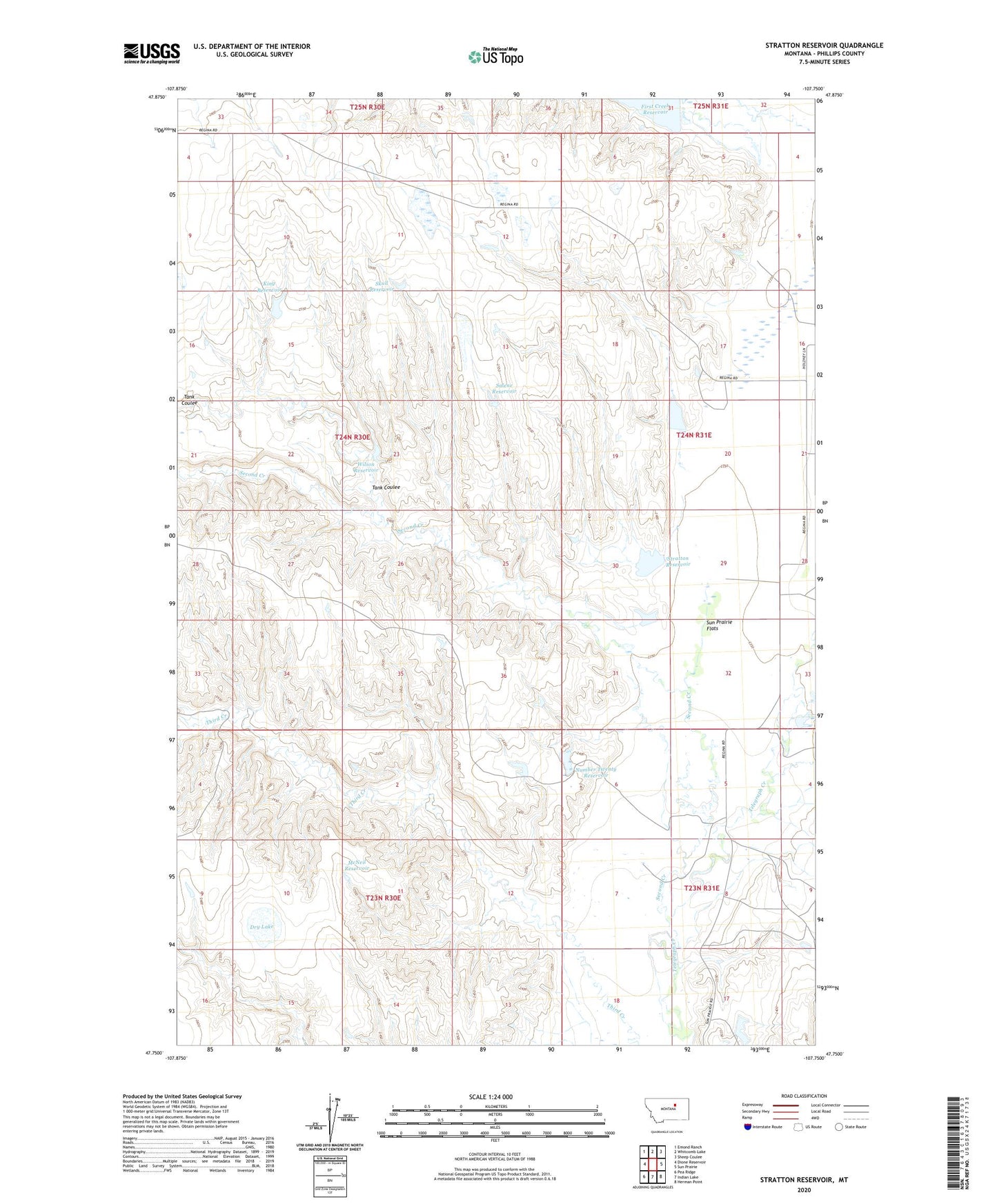 Stratton Reservoir Montana US Topo Map Image