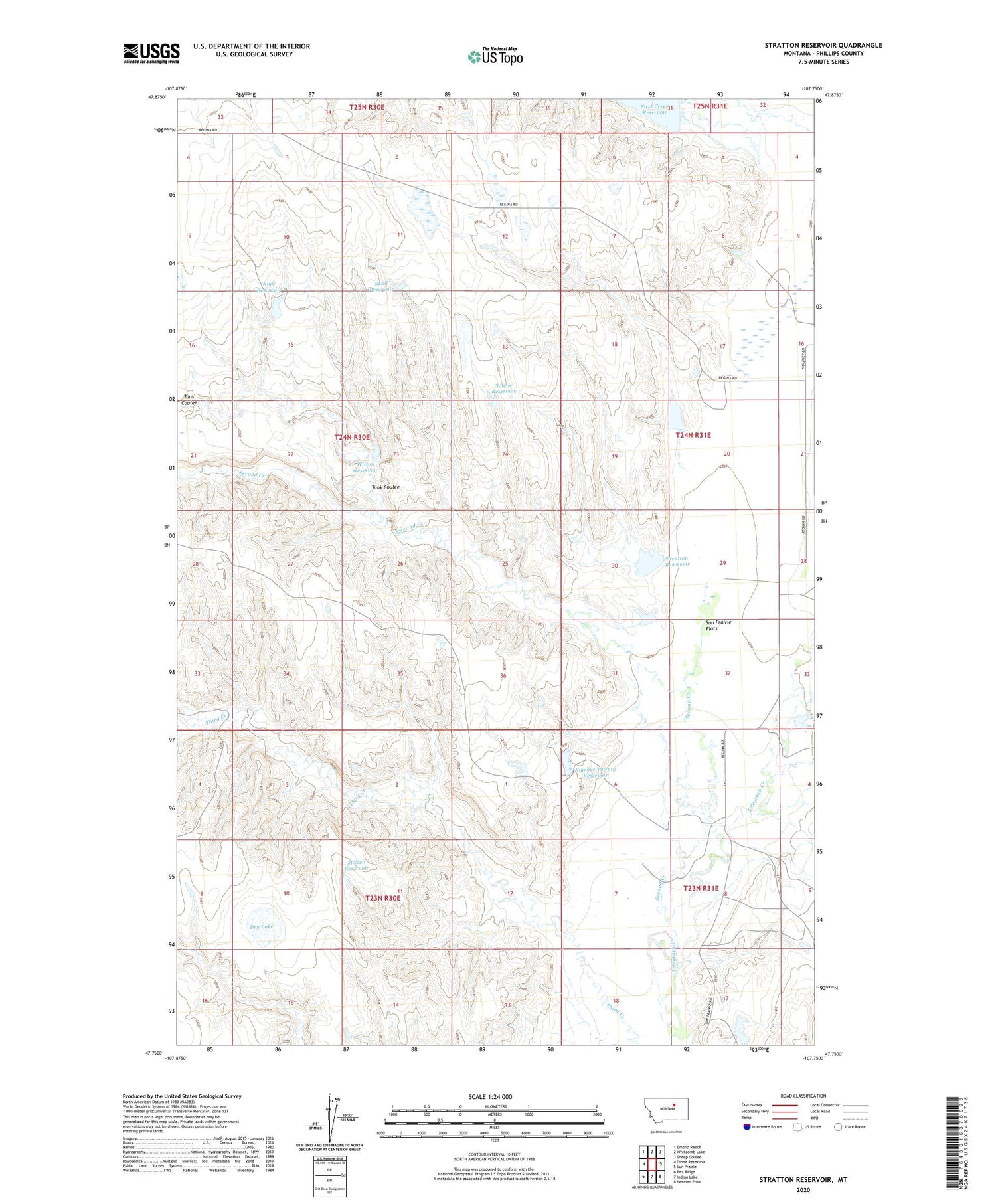 Stratton Reservoir Montana US Topo Map Image