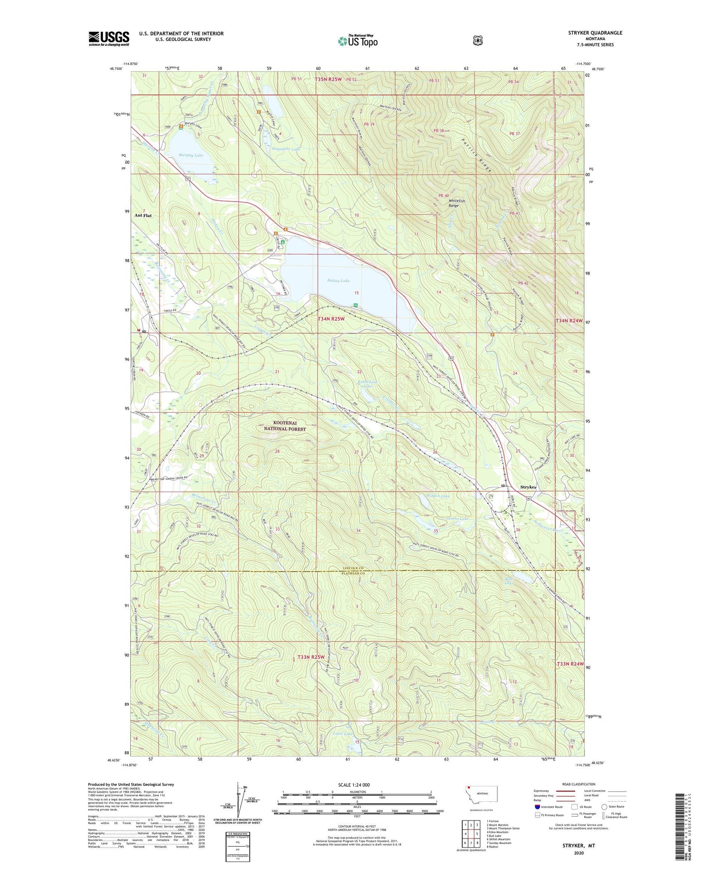 Stryker Montana US Topo Map Image