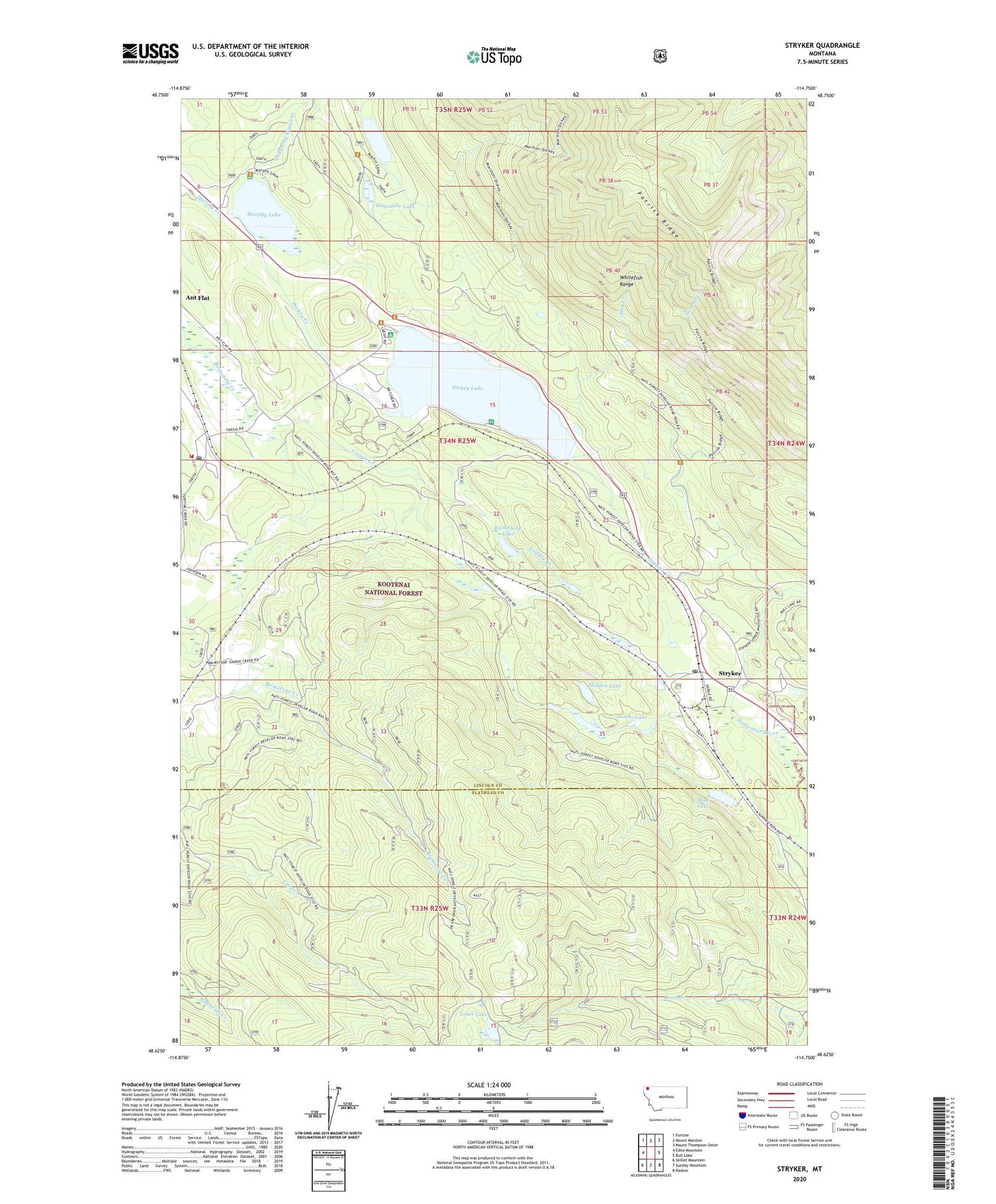 Stryker Montana US Topo Map Image