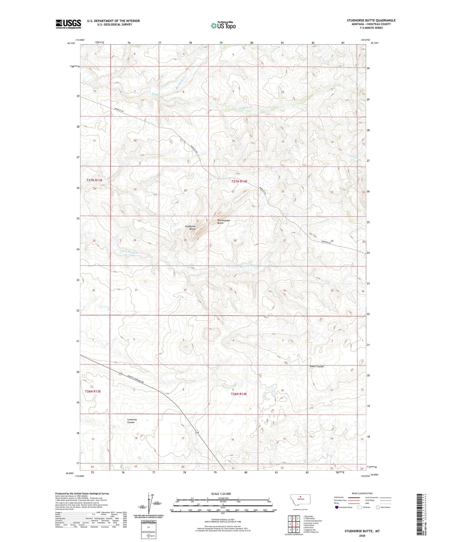 Studhorse Butte Montana US Topo Map Image