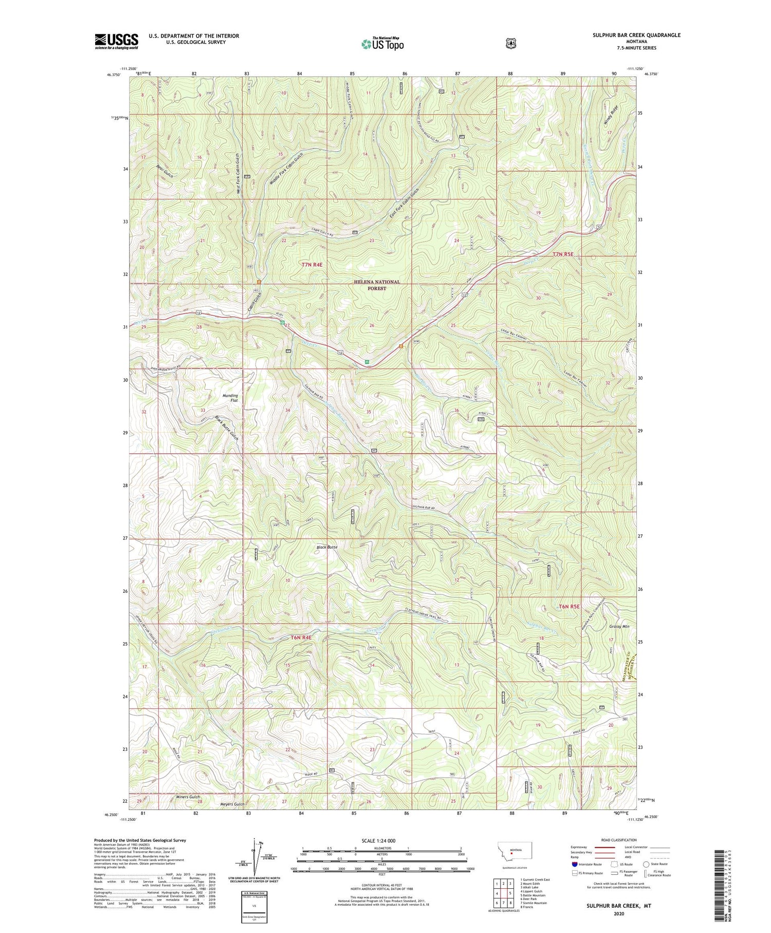 Sulphur Bar Creek Montana US Topo Map Image