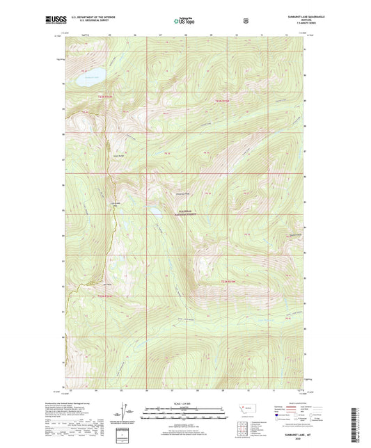 Sunburst Lake Montana US Topo Map Image