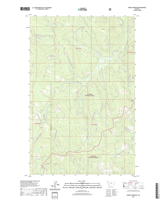 Sunday Mountain Montana US Topo Map Image