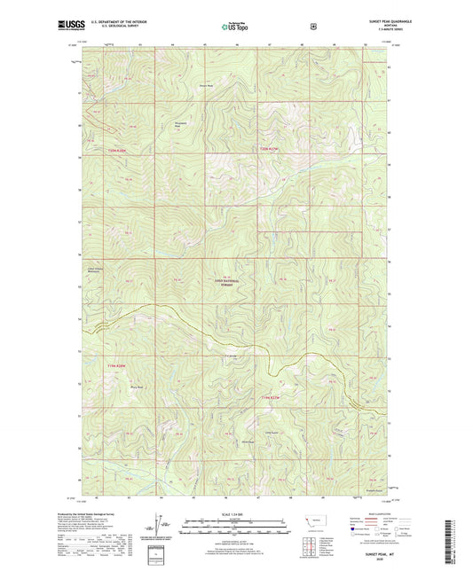Sunset Peak Montana US Topo Map Image