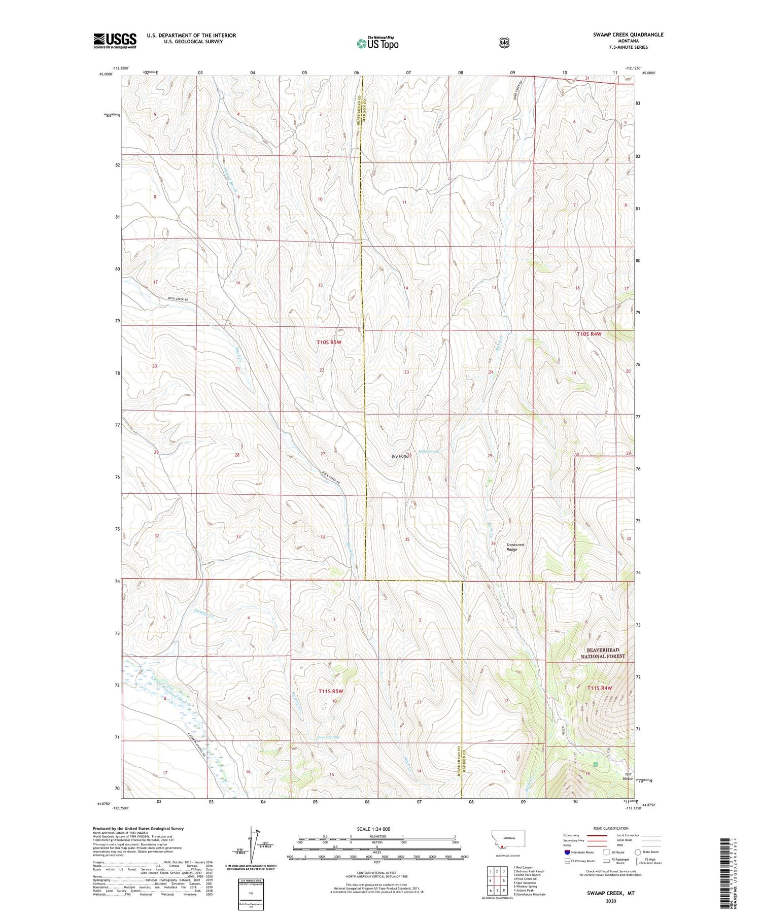 Swamp Creek Montana US Topo Map Image