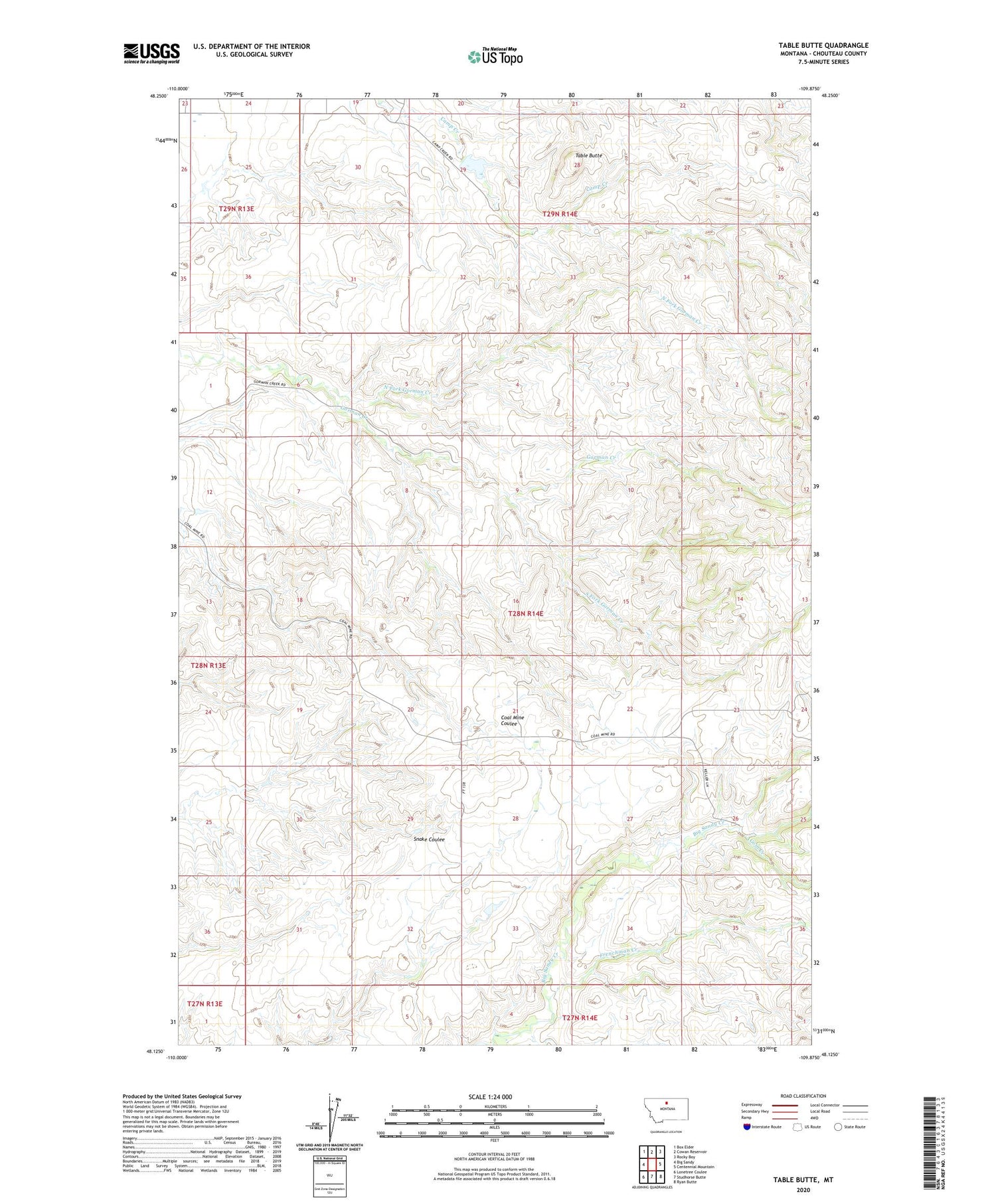 Table Butte Montana US Topo Map Image