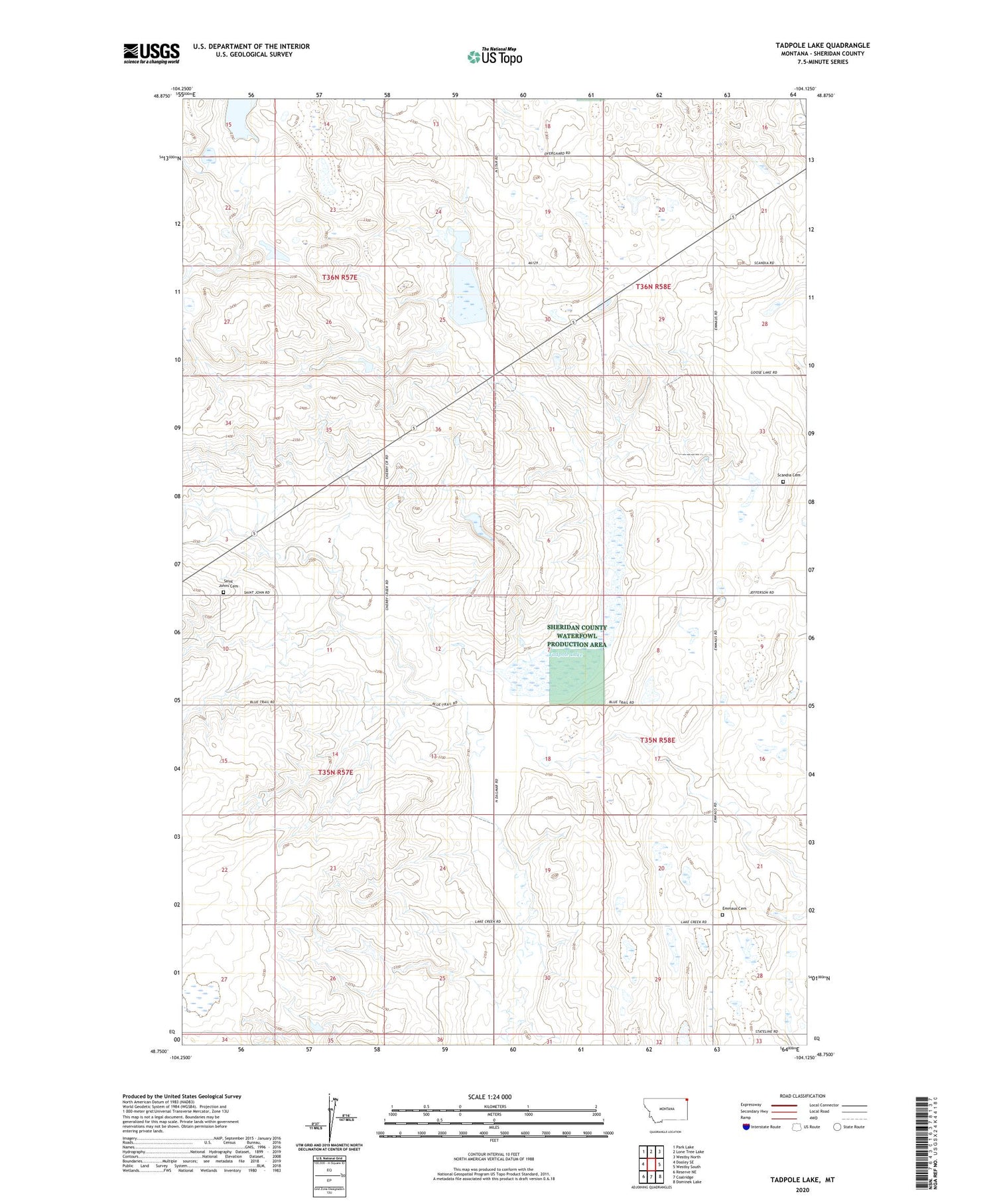 Tadpole Lake Montana US Topo Map Image
