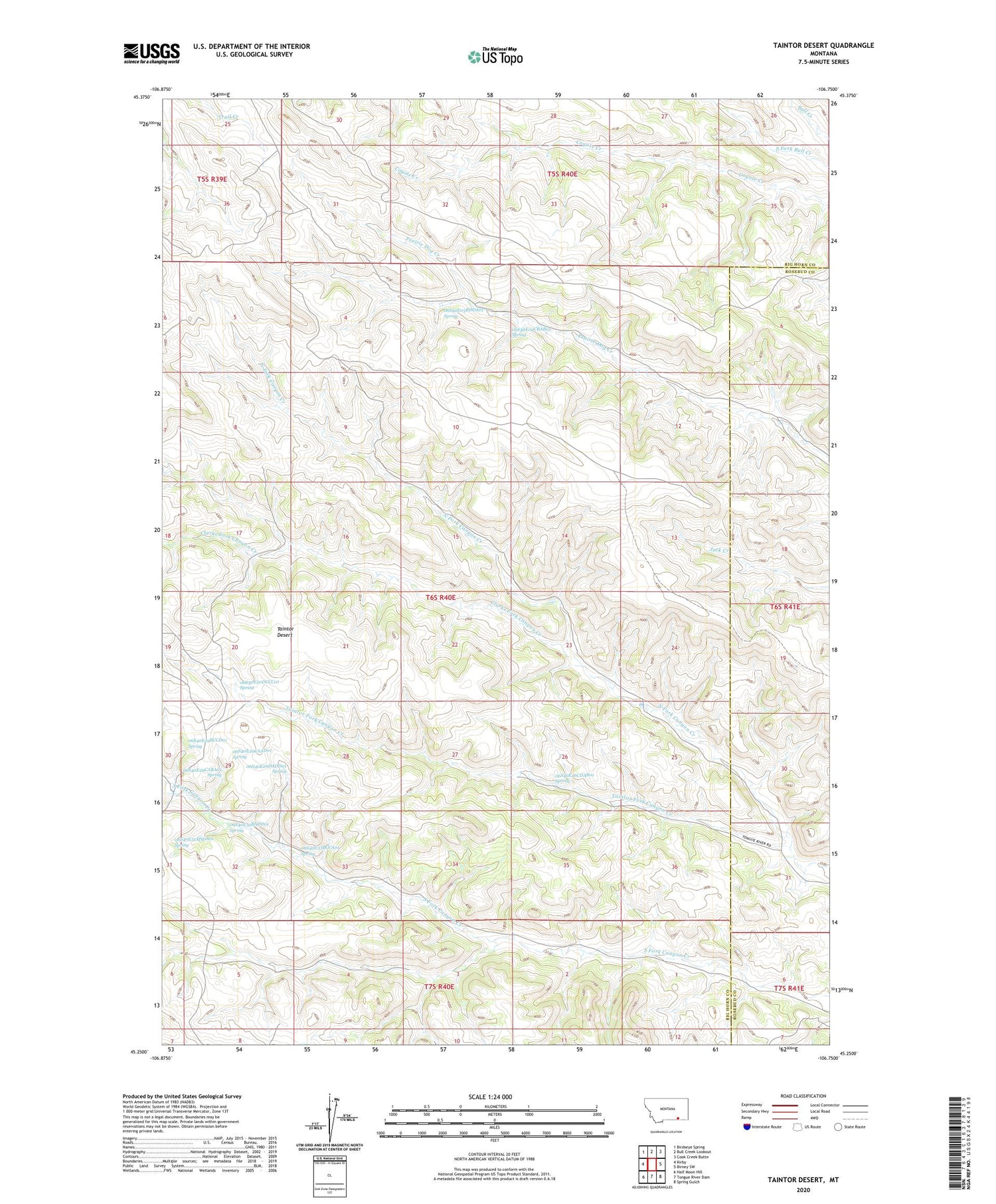 Taintor Desert Montana US Topo Map Image