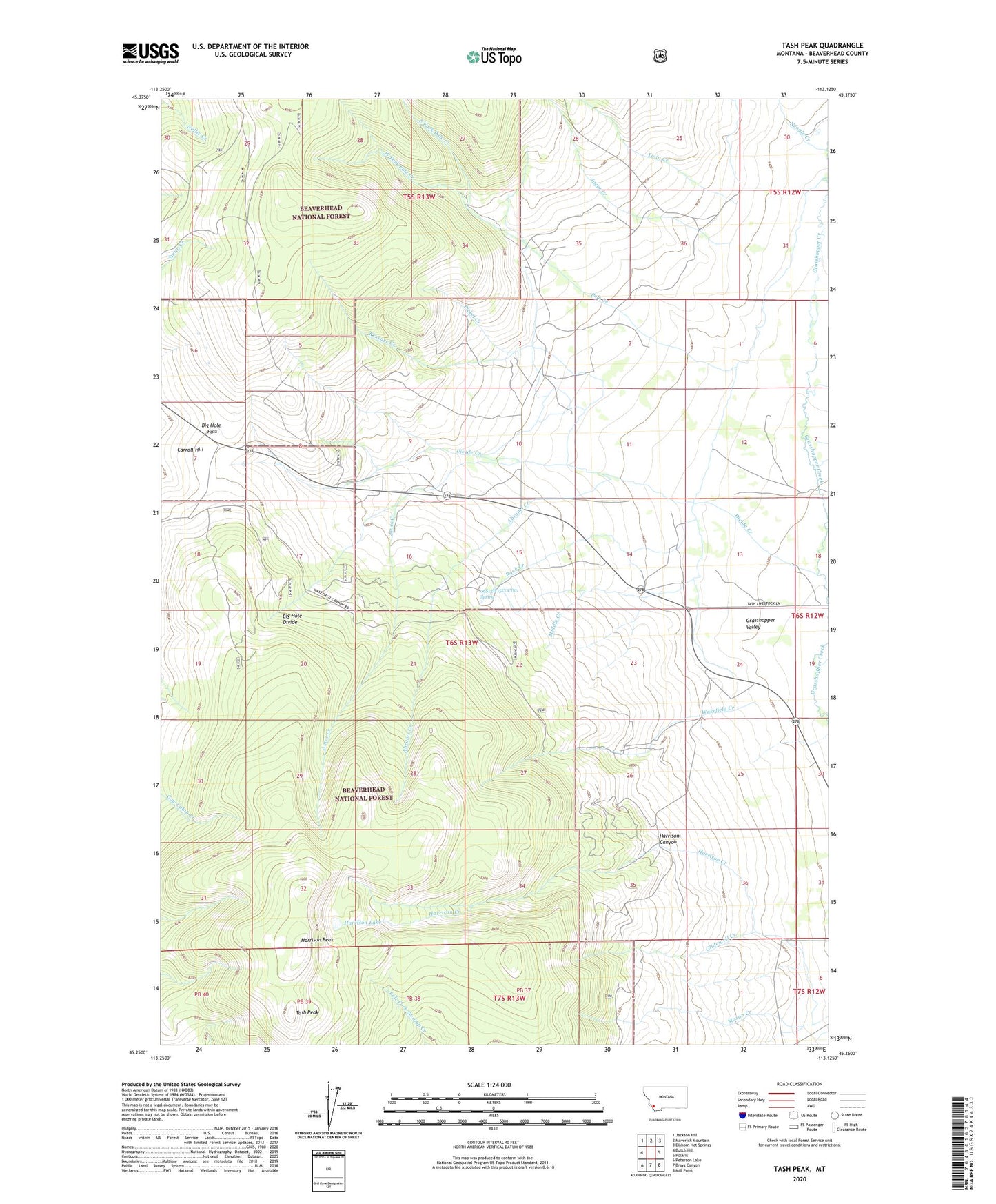 Tash Peak Montana US Topo Map Image