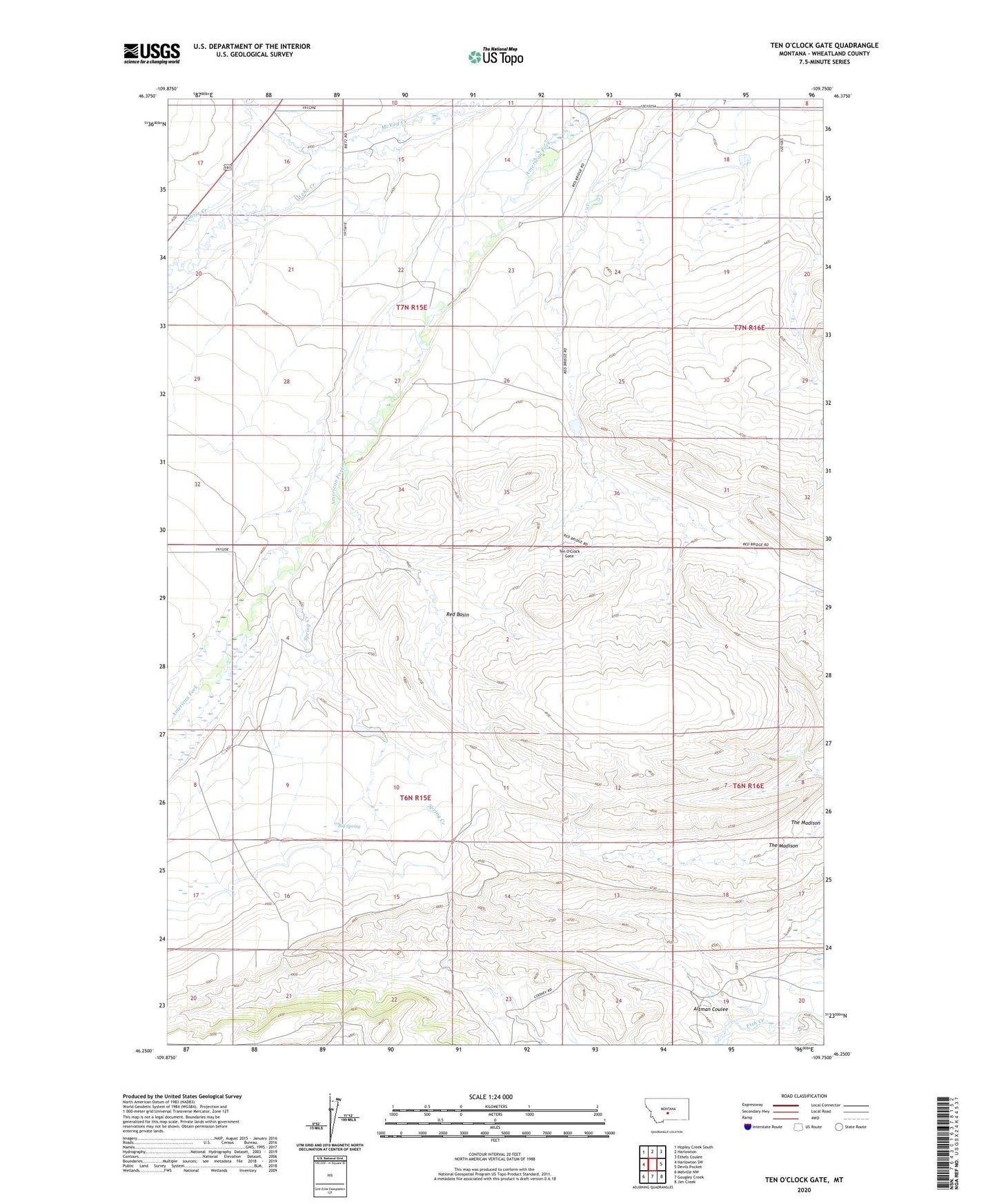 Ten O'Clock Gate Montana US Topo Map Image