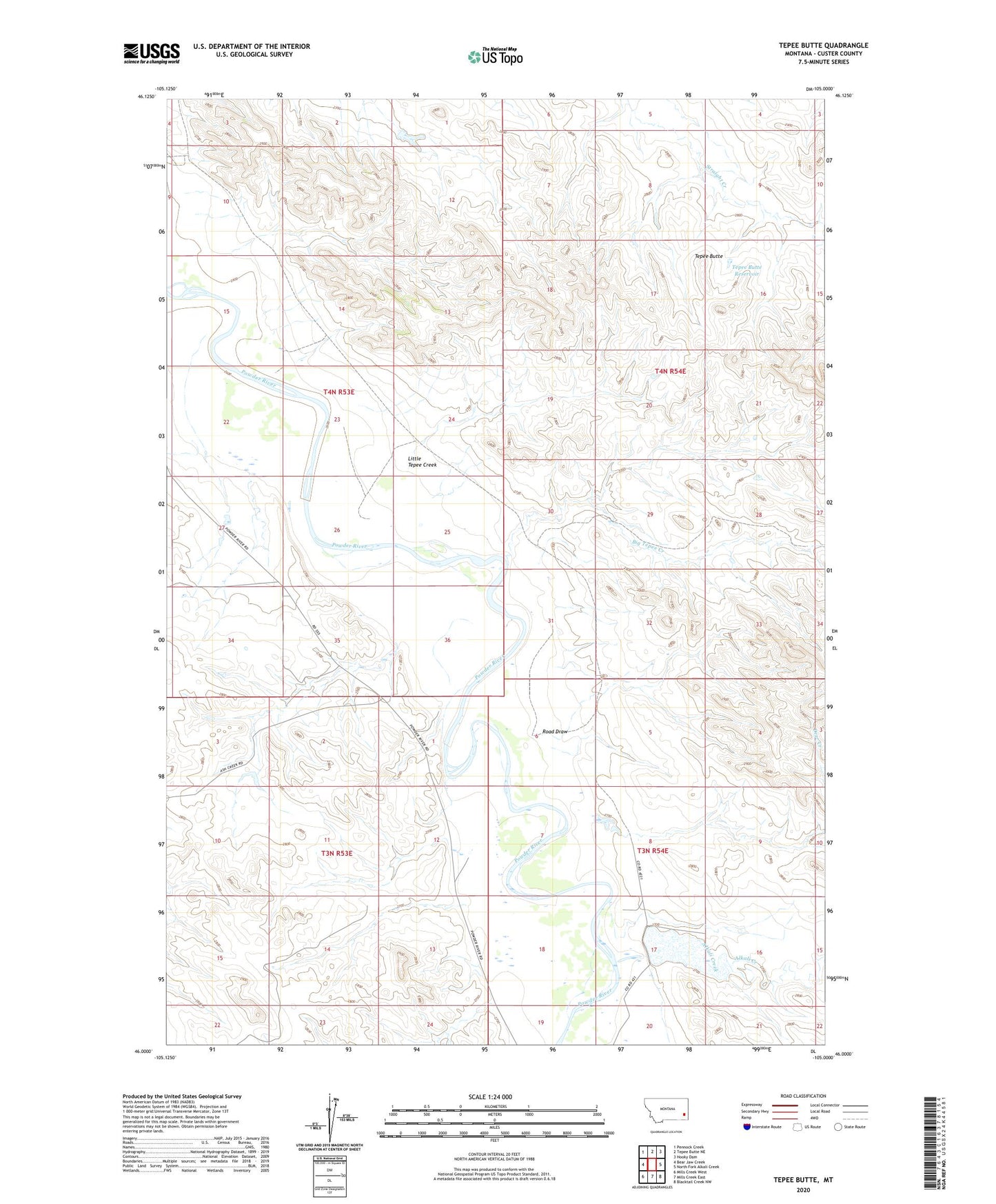 Tepee Butte Montana US Topo Map Image