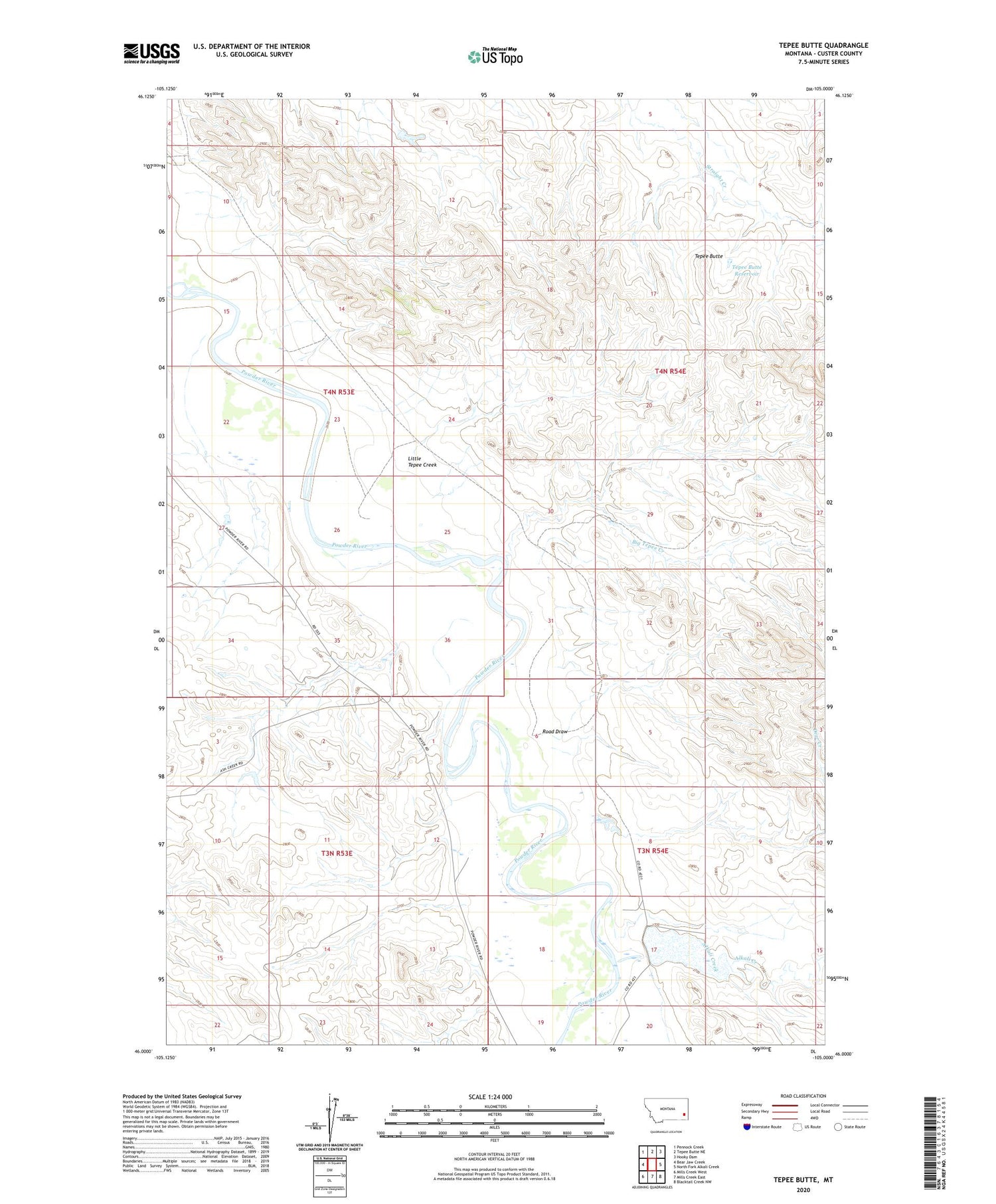 Tepee Butte Montana US Topo Map Image