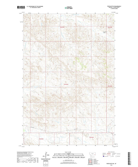 Tepee Butte NE Montana US Topo Map Image