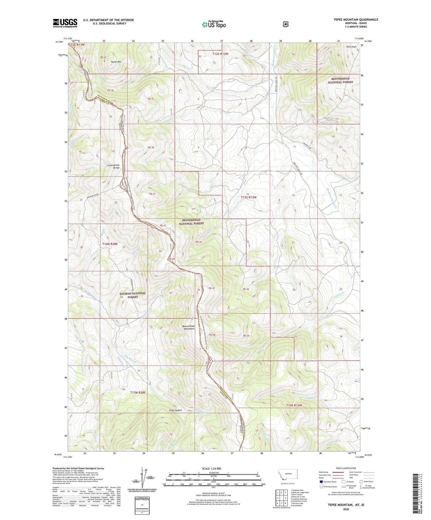 Tepee Mountain Montana US Topo Map Image