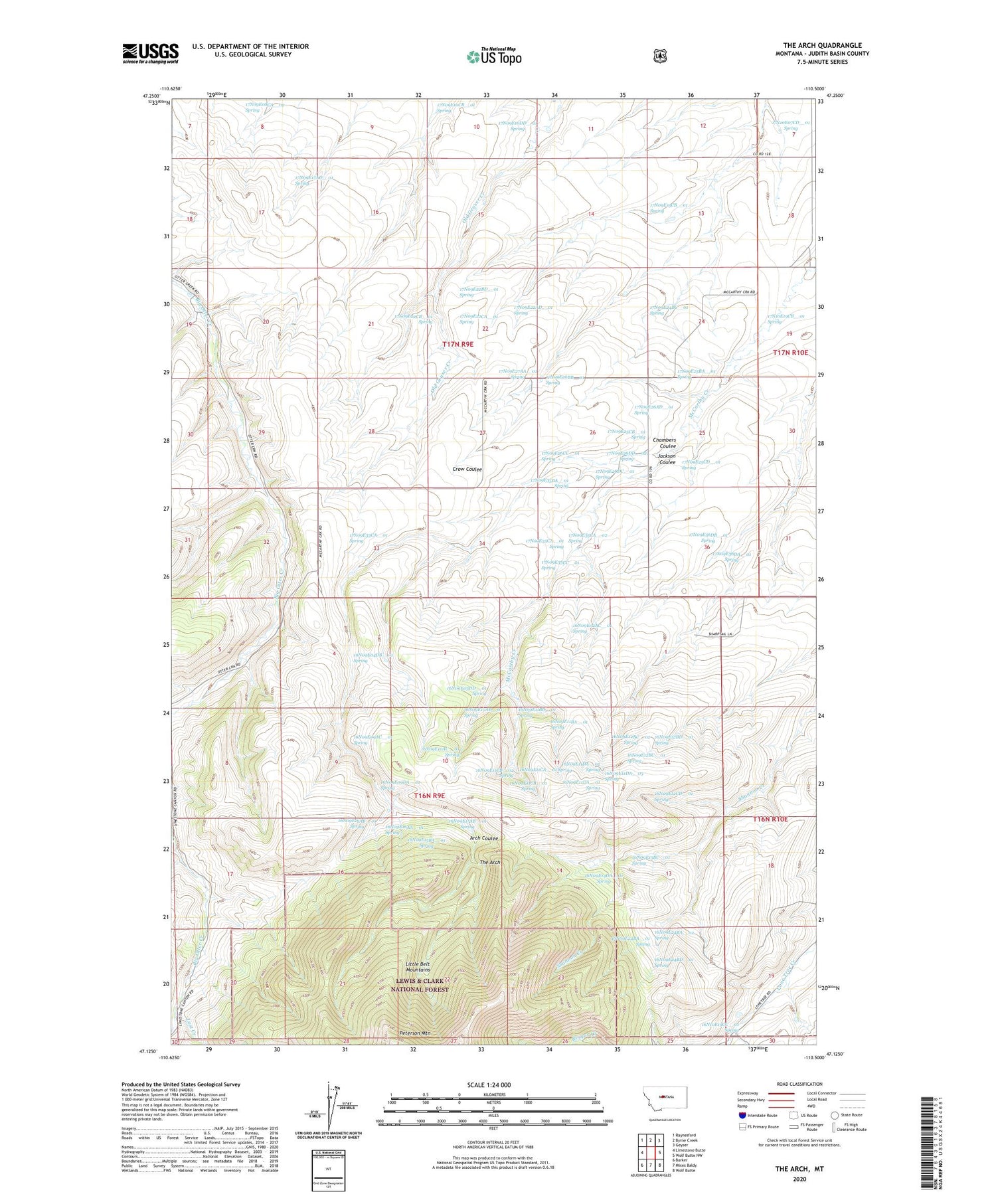 The Arch Montana US Topo Map Image