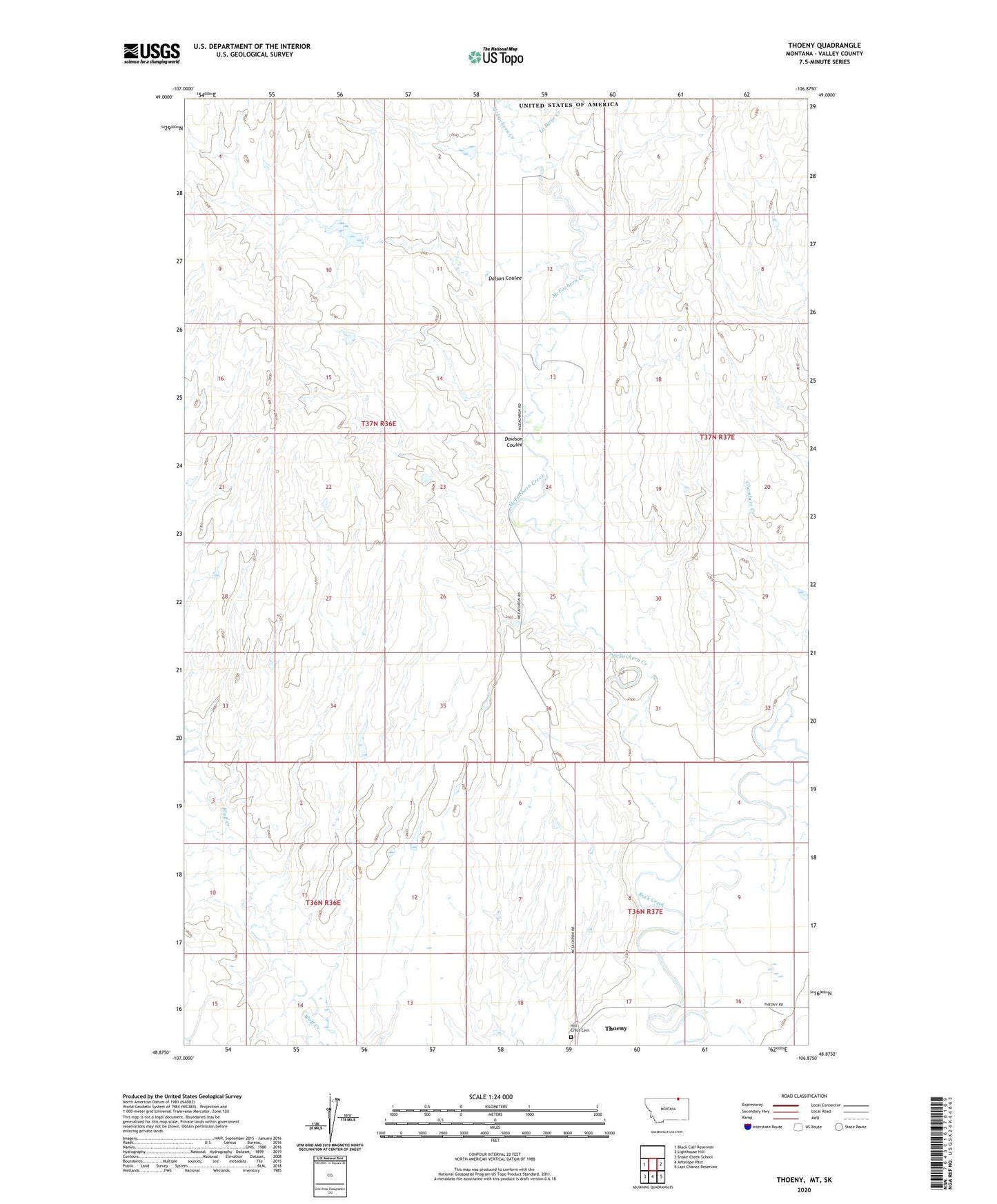 Thoeny Montana US Topo Map Image