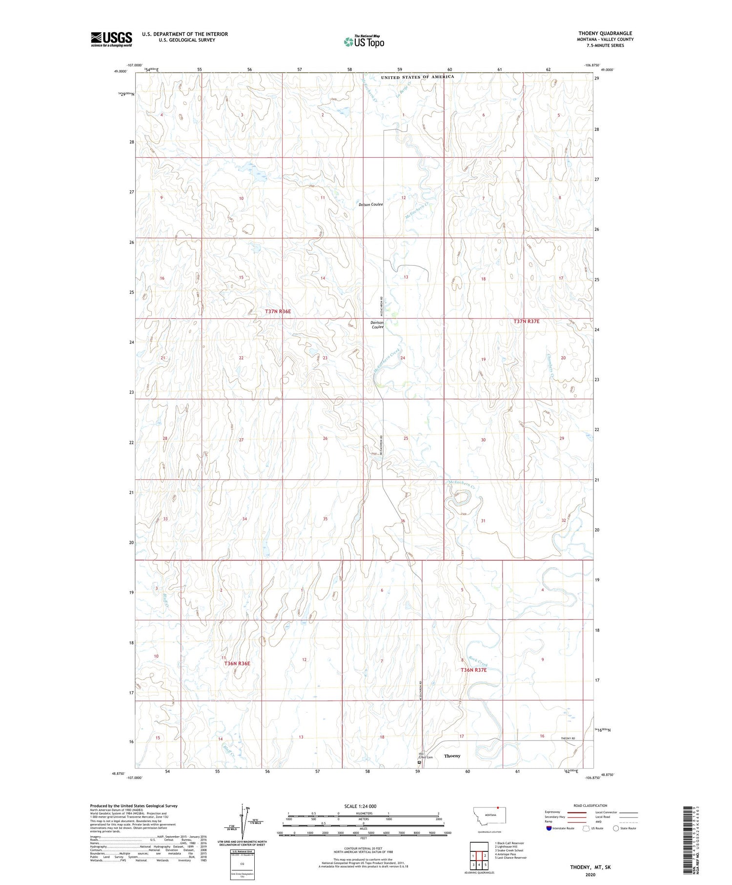 Thoeny Montana US Topo Map Image