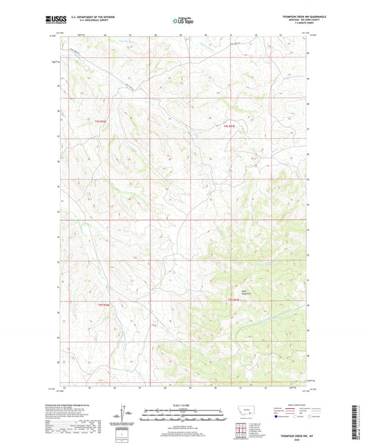 Thompson Creek NW Montana US Topo Map Image