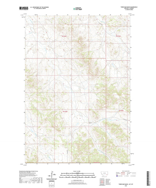 Three Bar Ranch Montana US Topo Map Image