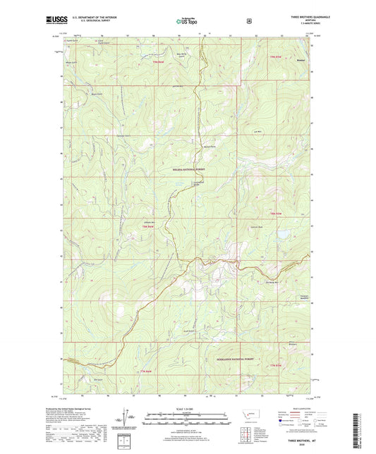 Three Brothers Montana US Topo Map Image