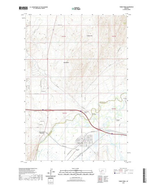 Three Forks Montana US Topo Map Image