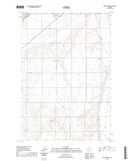 Three Forks SE Montana US Topo Map Image