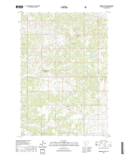 Threemile Buttes Montana US Topo Map Image