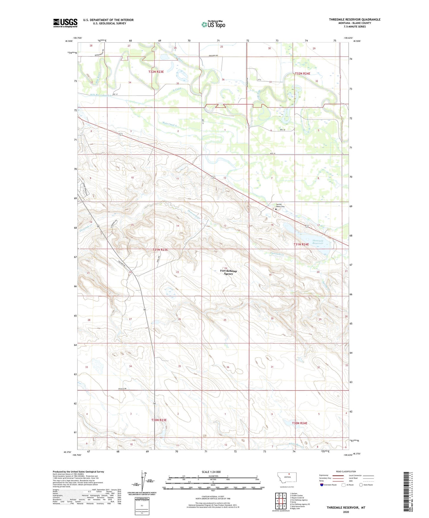 Threemile Reservoir Montana US Topo Map Image