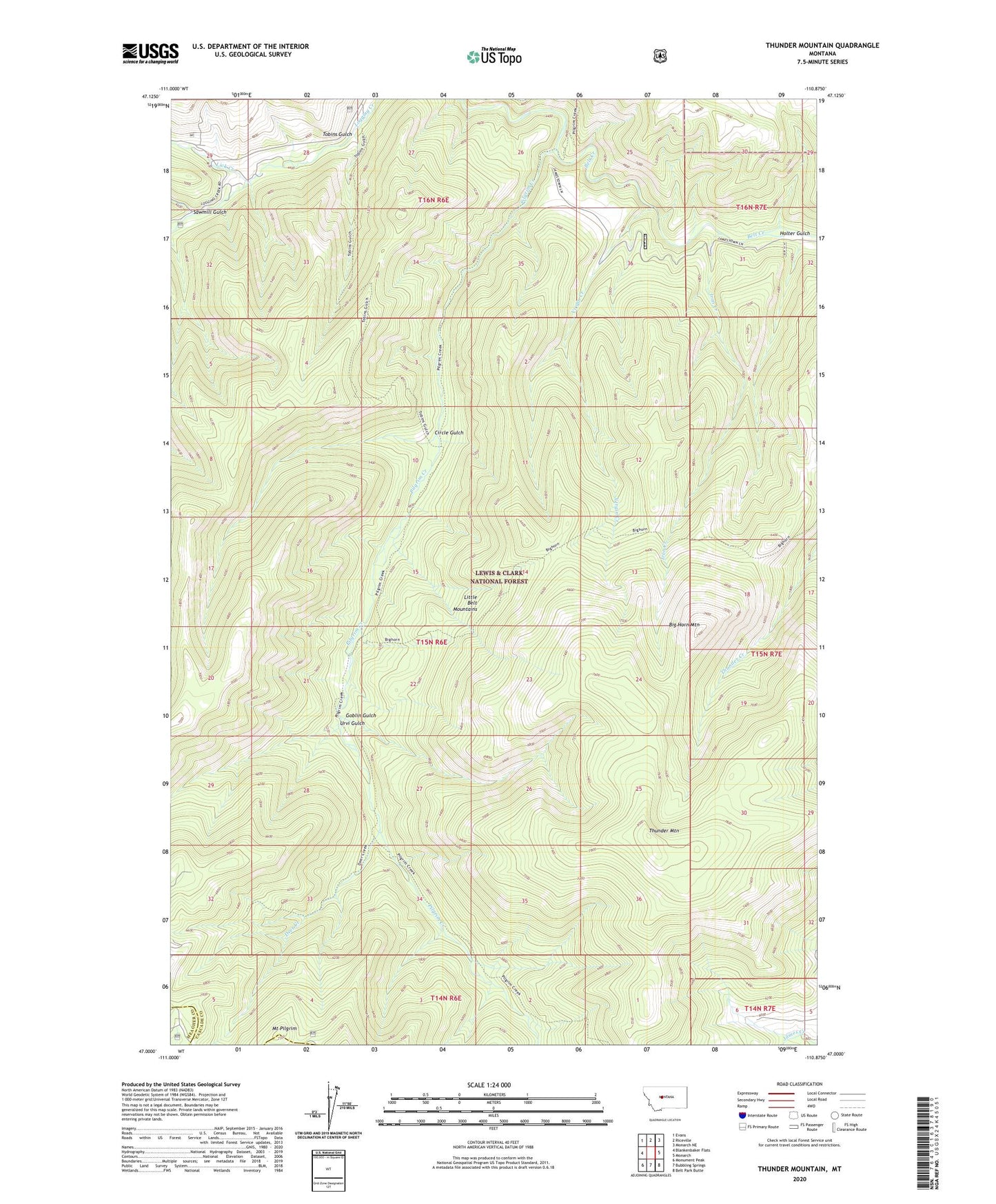 Thunder Mountain Montana US Topo Map Image