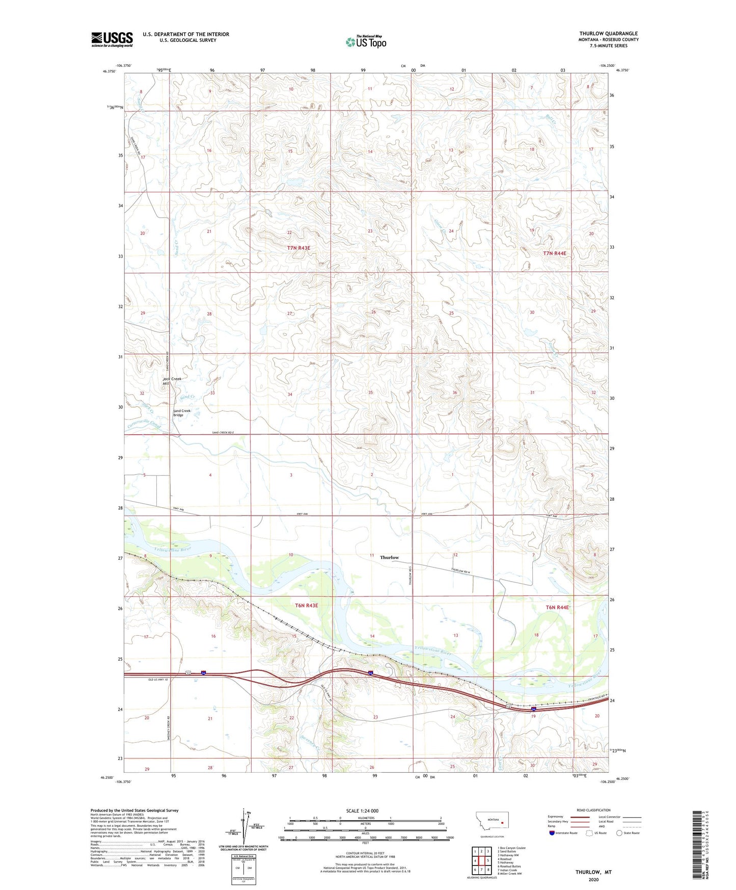 Thurlow Montana US Topo Map Image