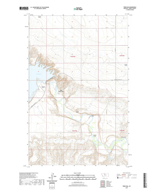 Tiber Dam Montana US Topo Map Image