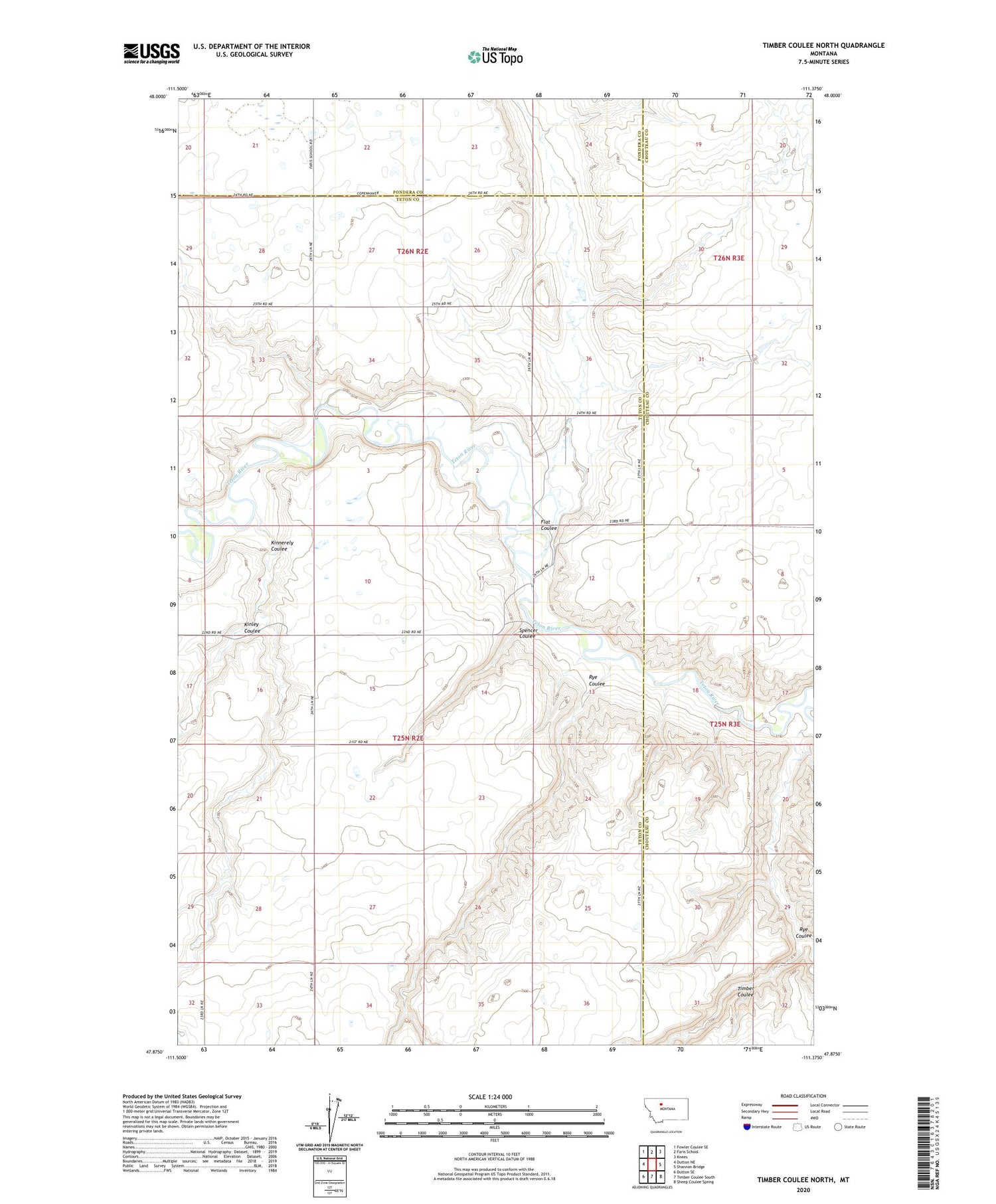 Timber Coulee North Montana US Topo Map Image