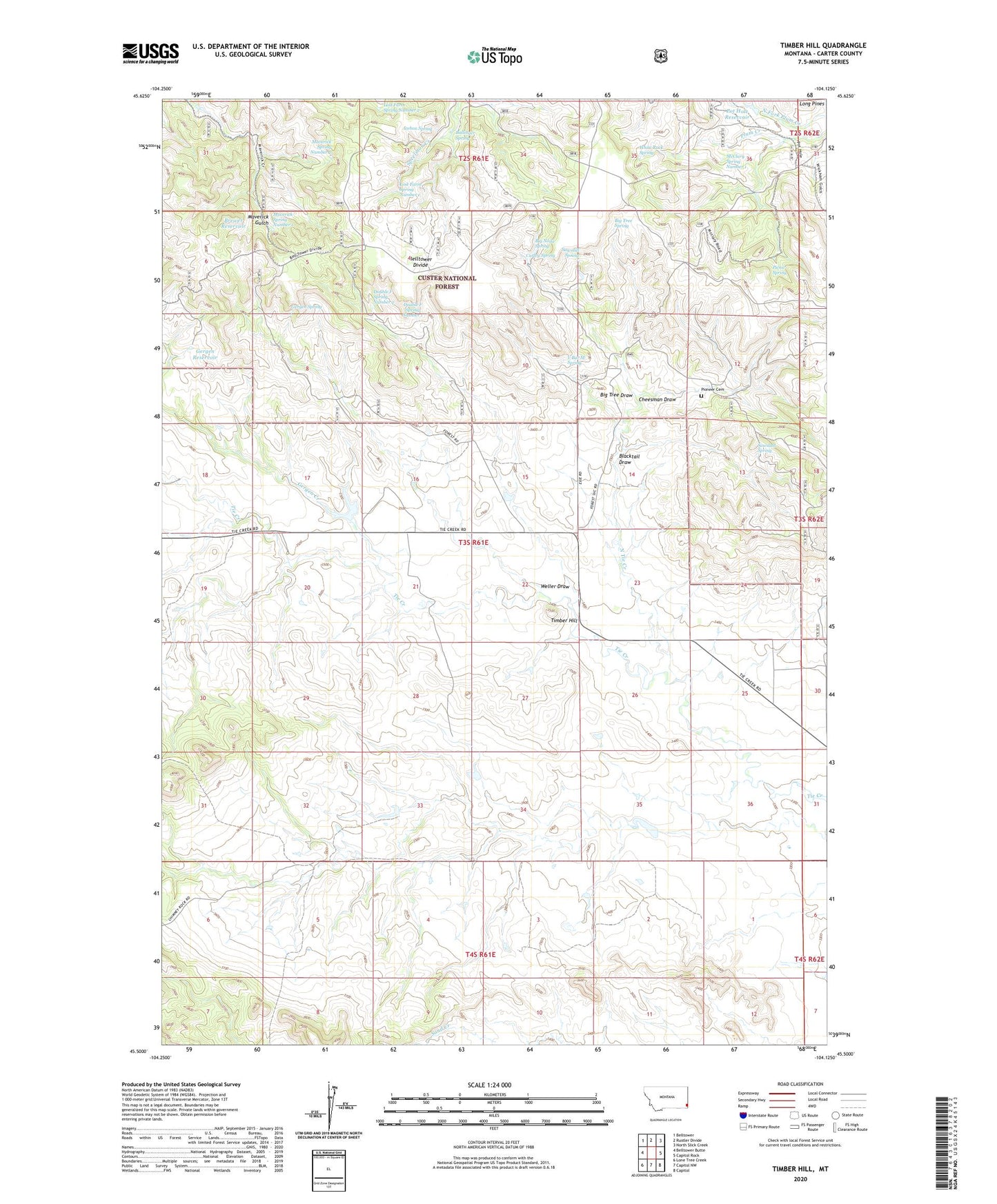 Timber Hill Montana US Topo Map Image