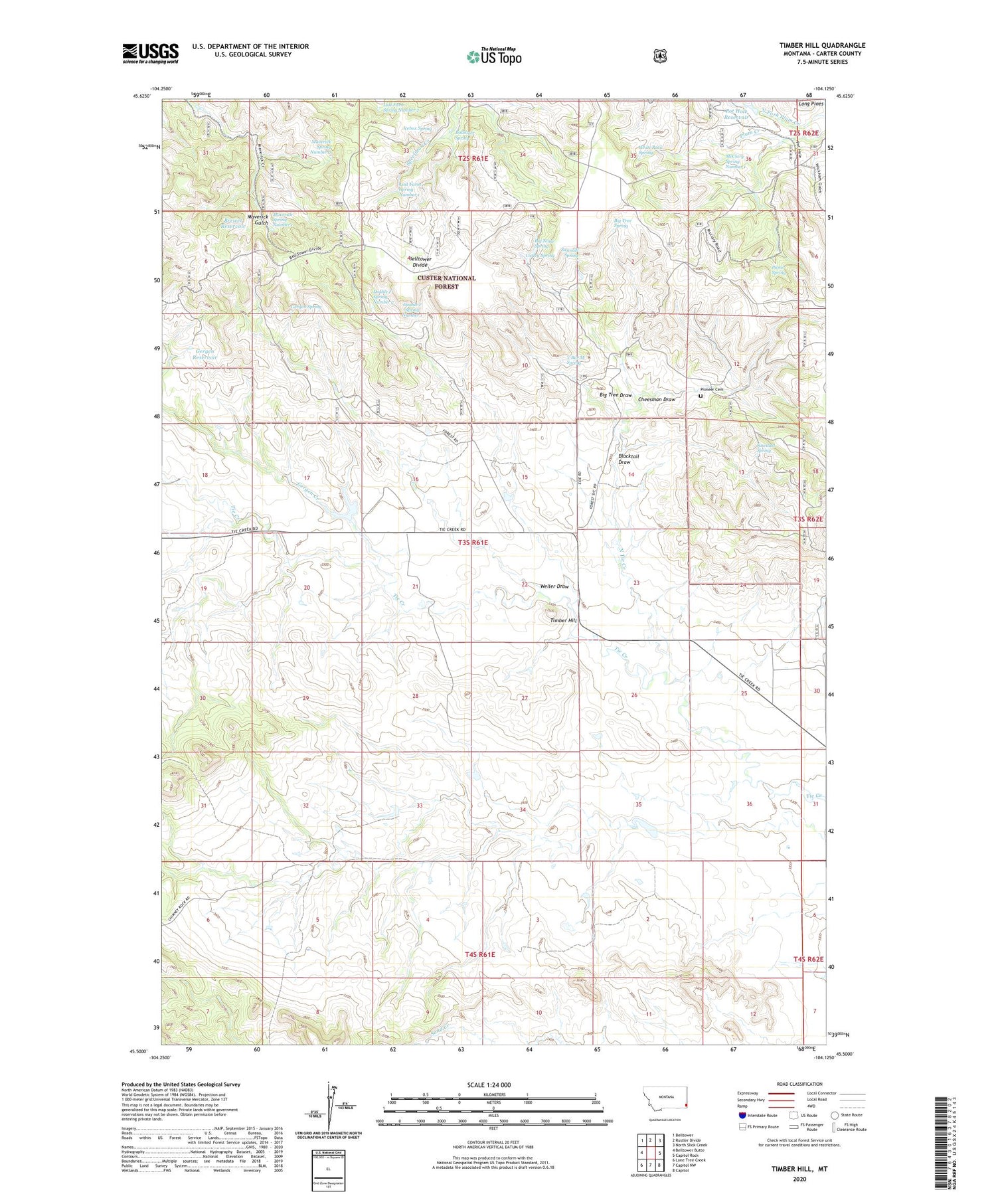 Timber Hill Montana US Topo Map Image