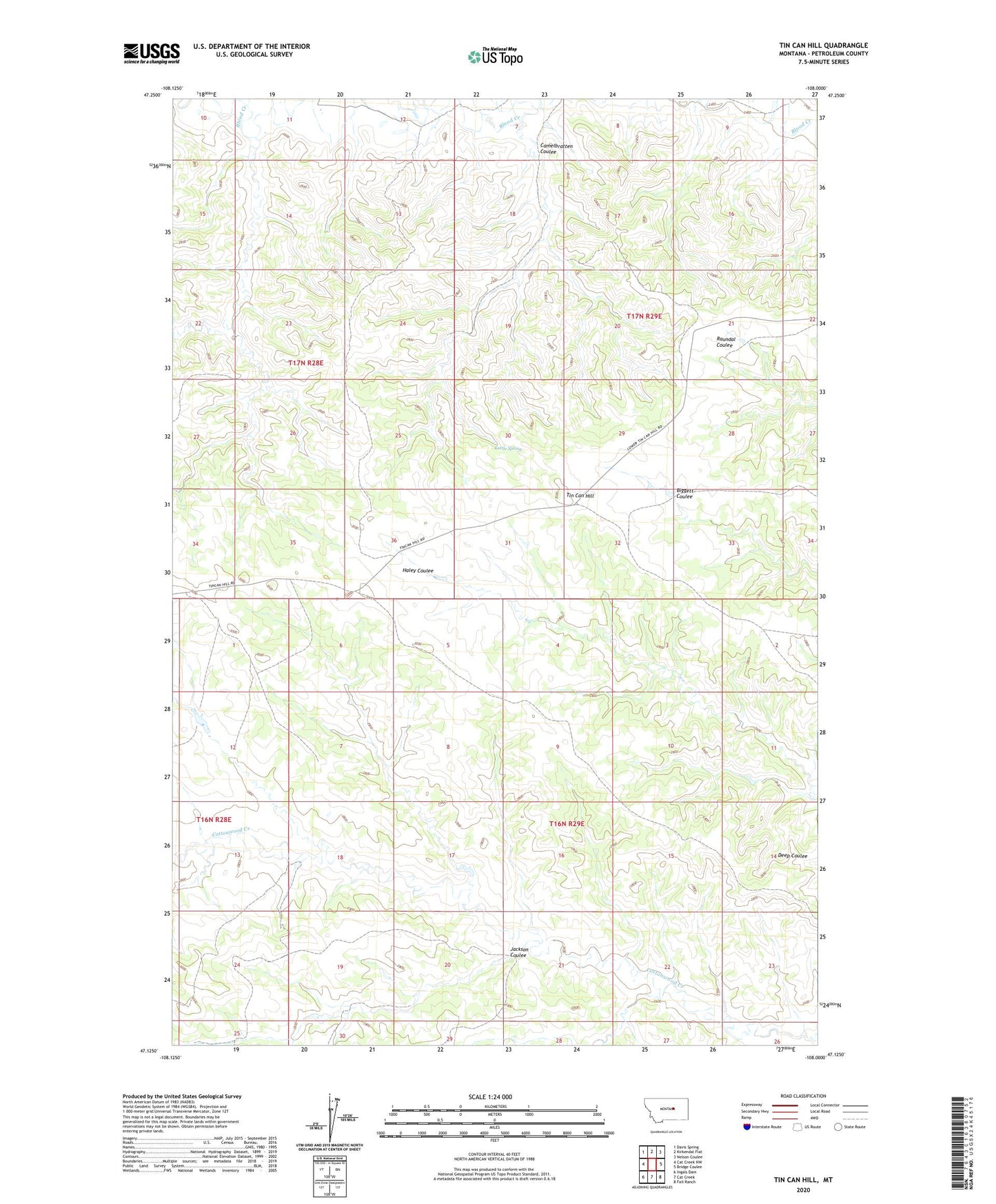 Tin Can Hill Montana US Topo Map Image