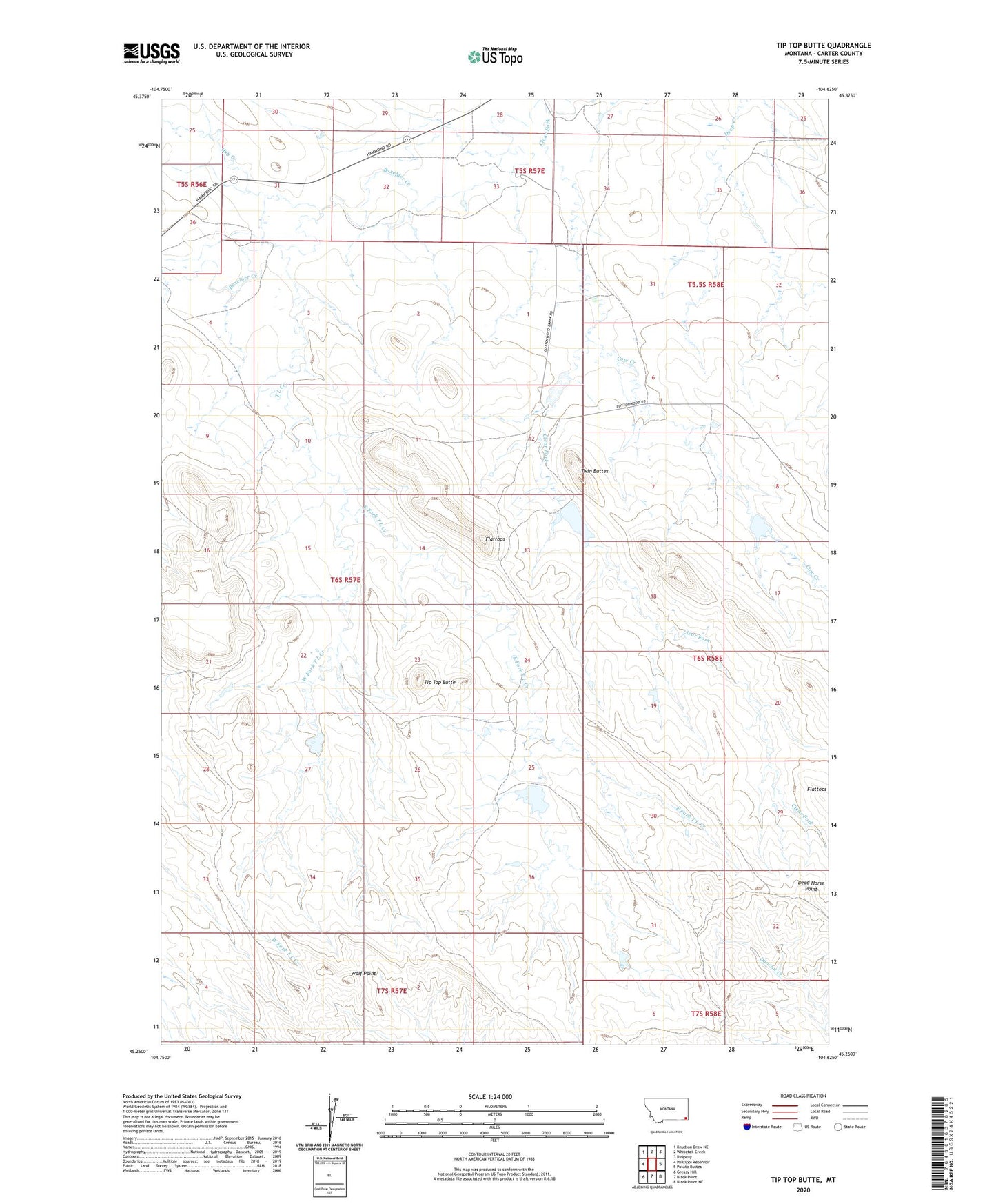 Tip Top Butte Montana US Topo Map Image