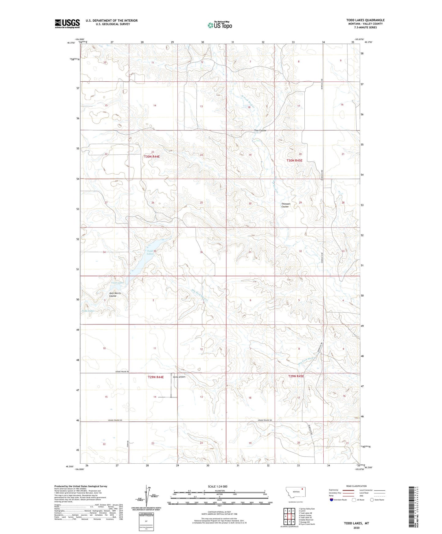 Todd Lakes Montana US Topo Map Image