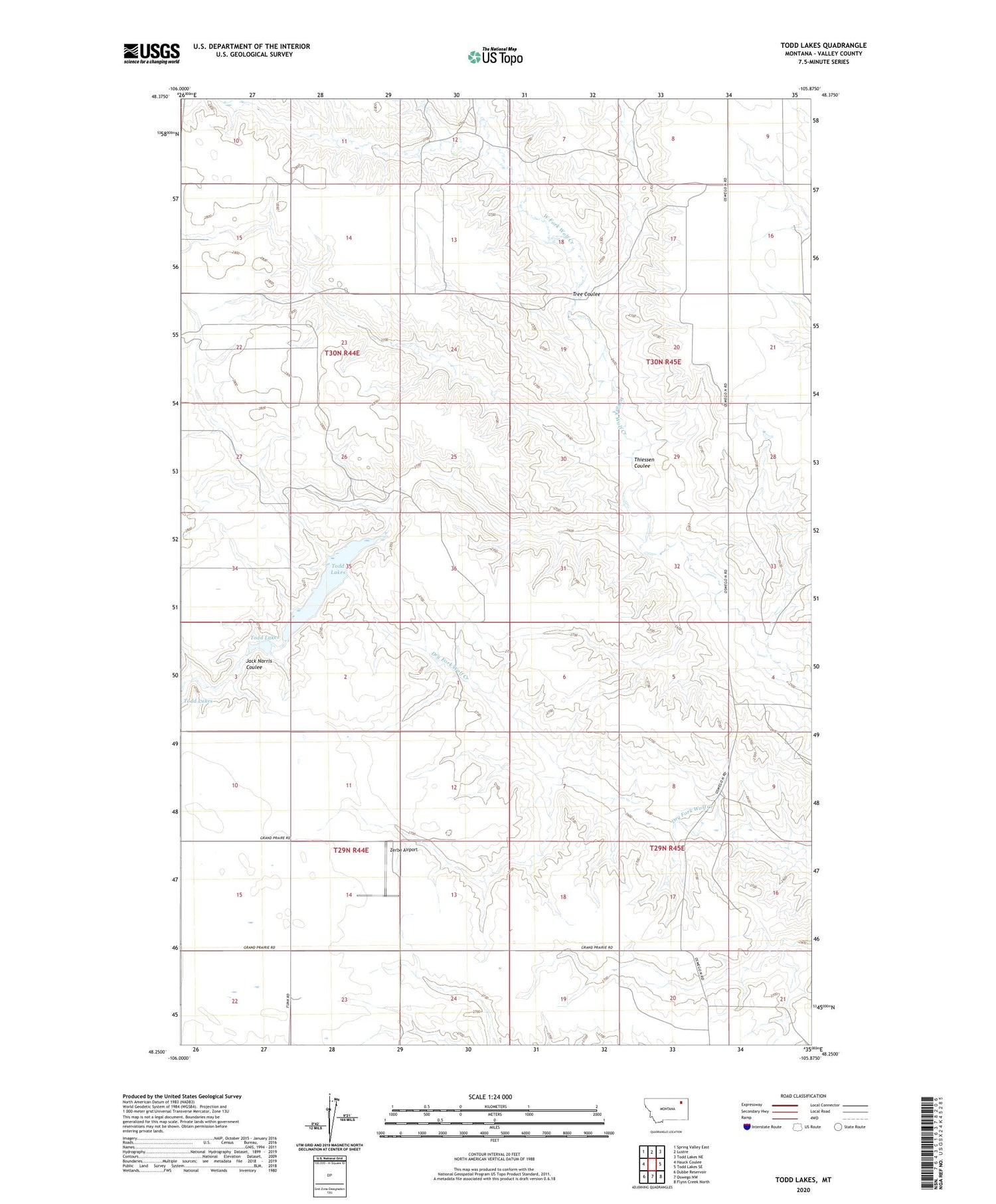 Todd Lakes Montana US Topo Map Image