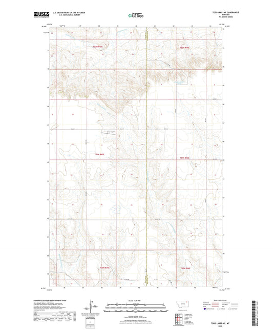 Todd Lakes NE Montana US Topo Map Image